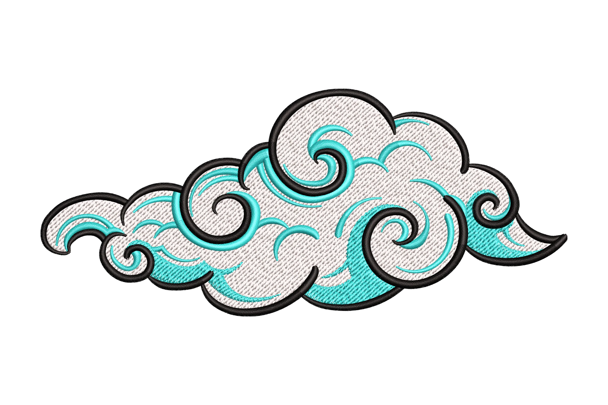 Whimsical Swirling Clouds Embroidery Design