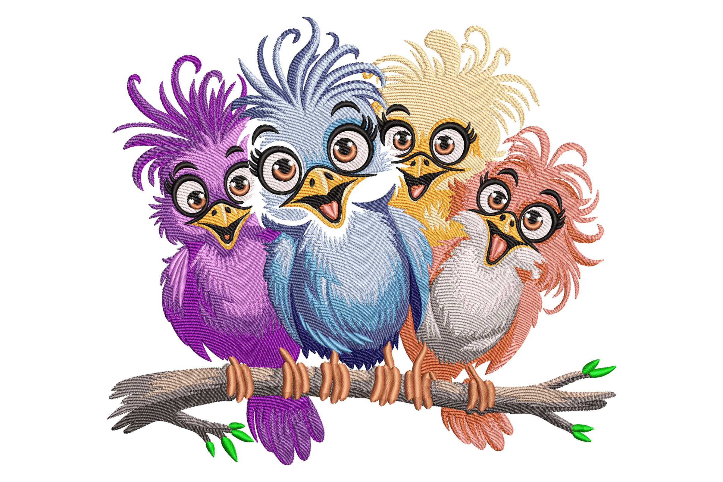 Funny Birds Embroidery Design