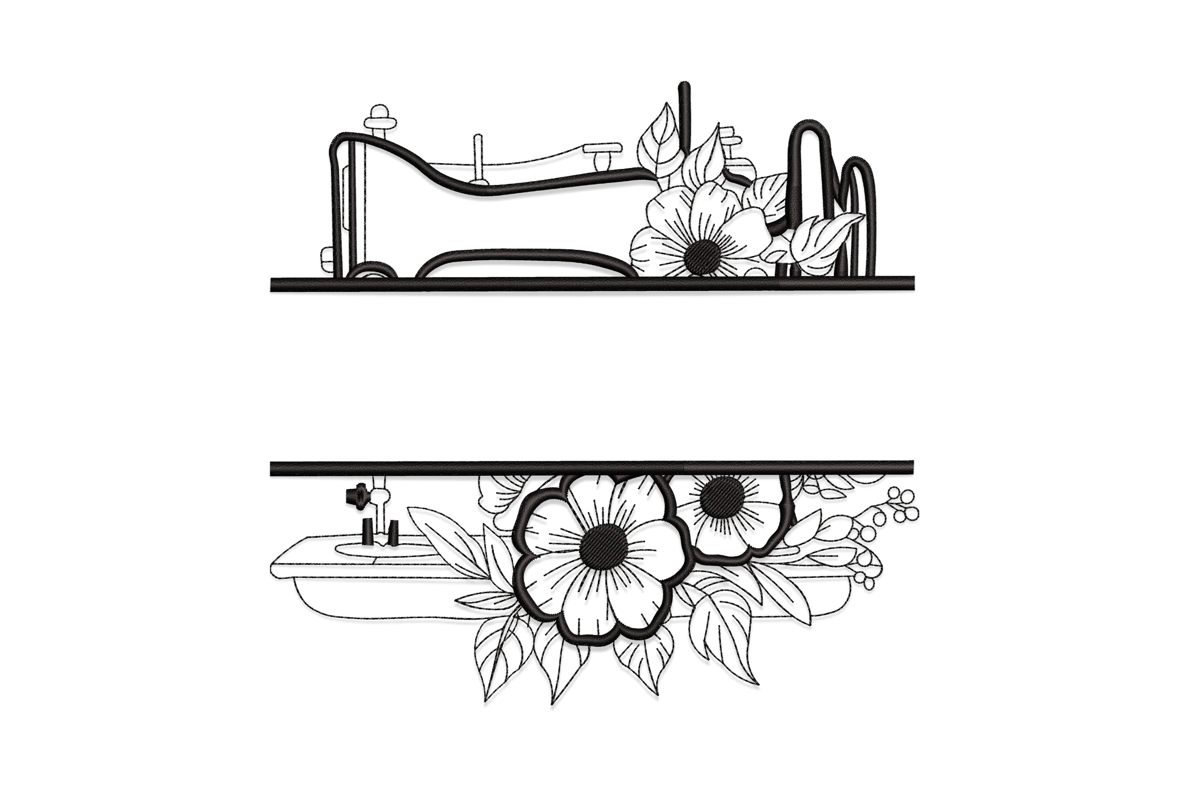 Sewing Machine Split Monogram Embroidery Design