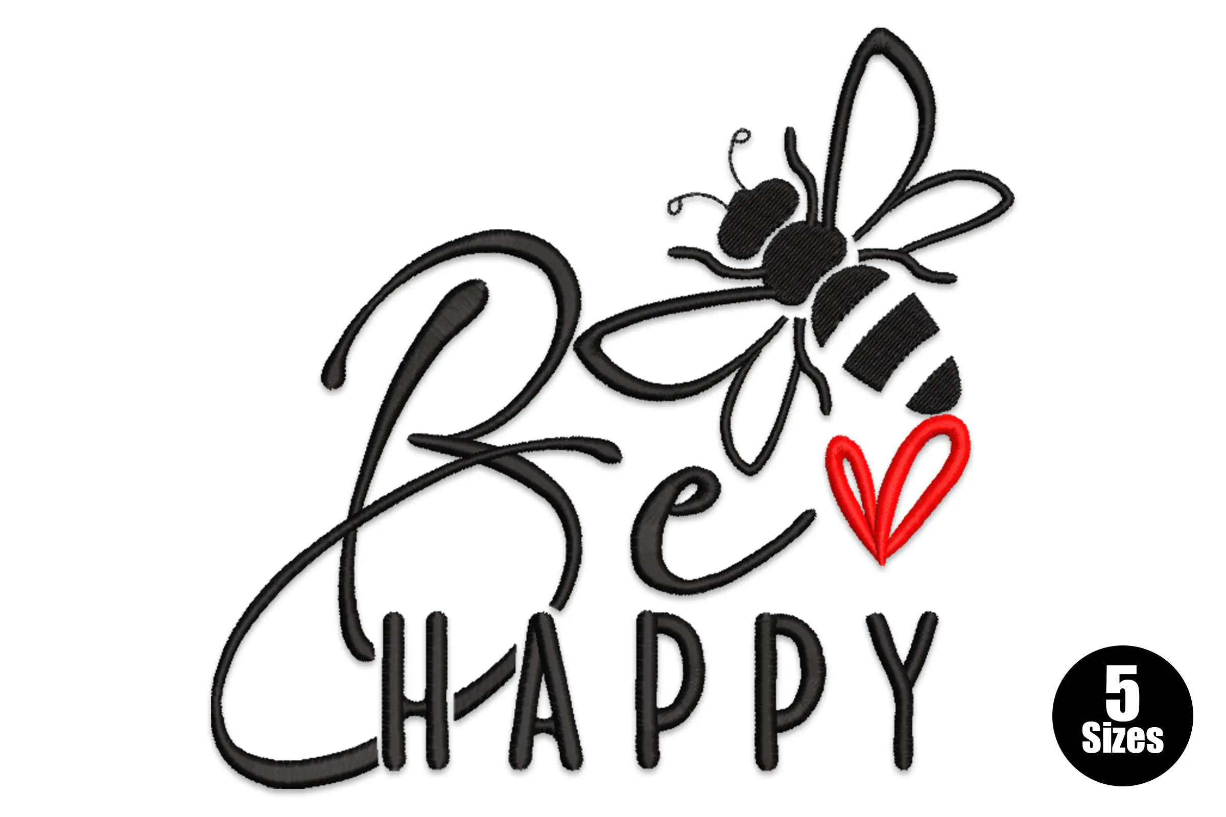 Bee Happy Embroidery Design