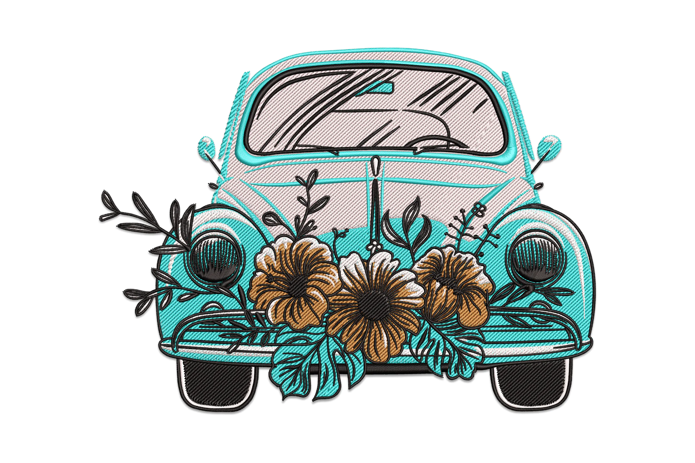 Floral Car Embroidery Design File