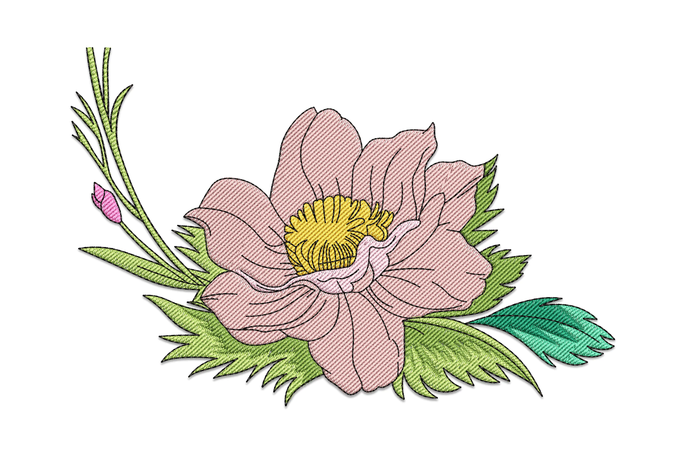 Flower Peony Embroidery Design