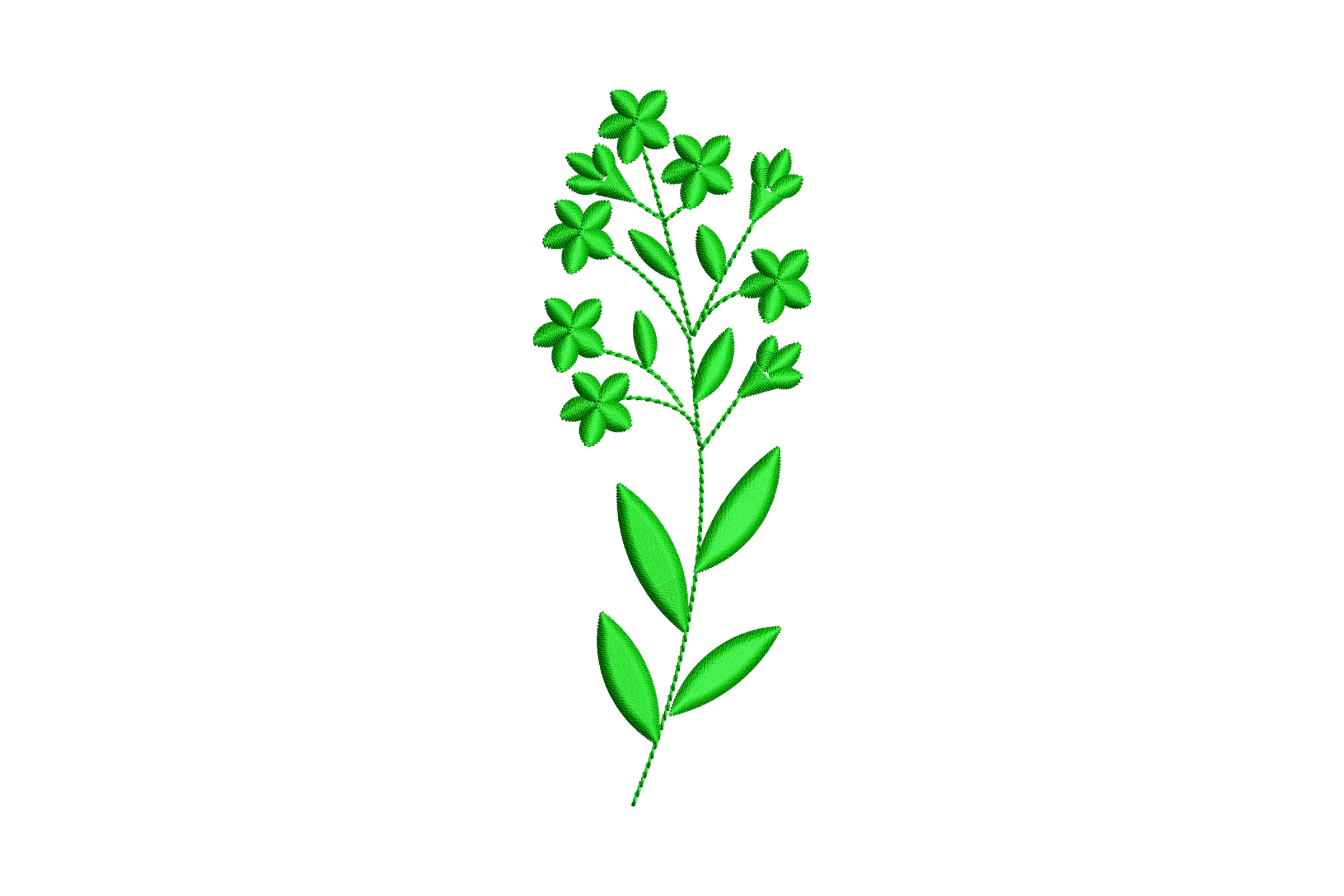 Green Floral Embroidery Design File