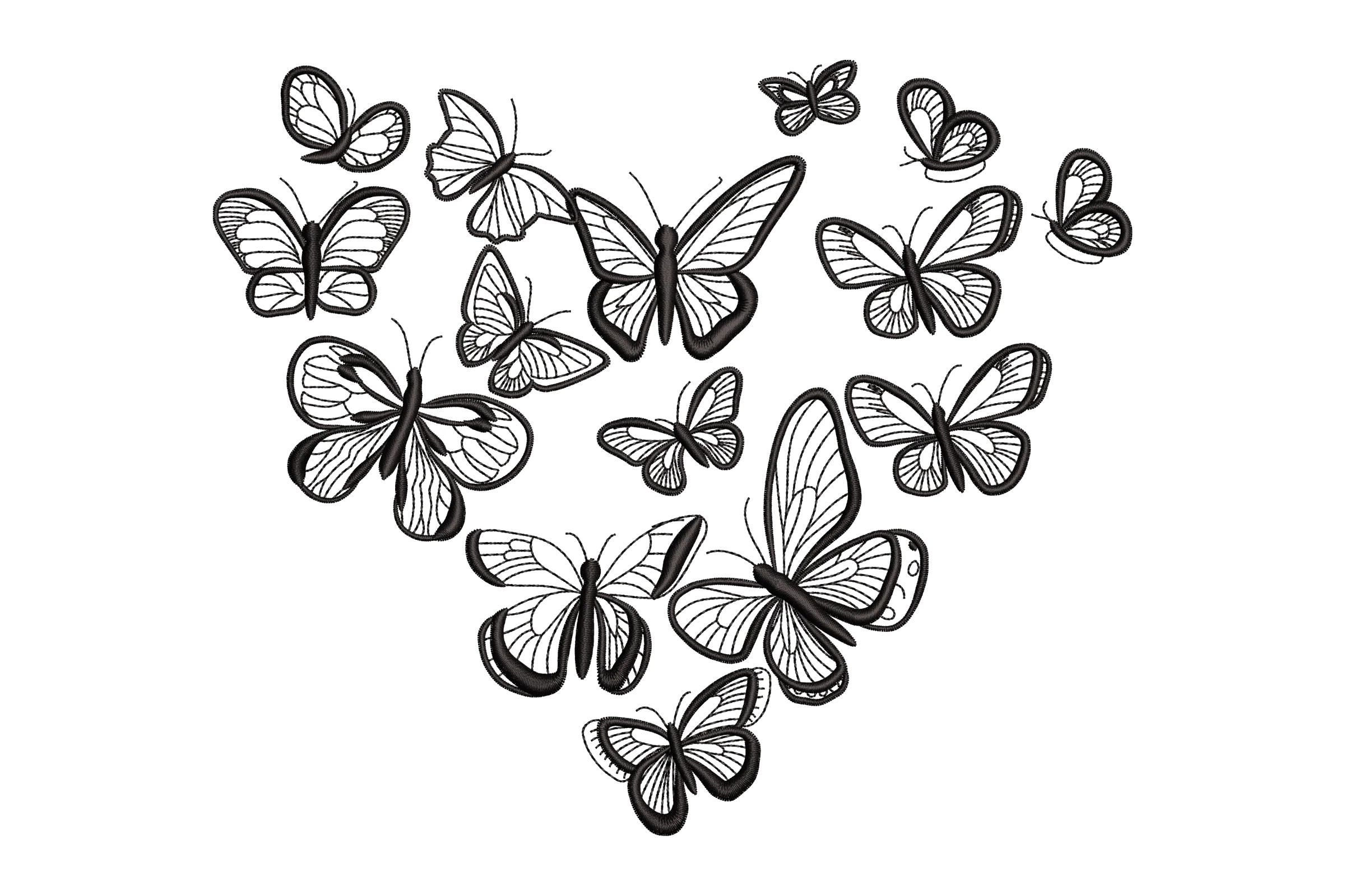 Heart Butterfly Embroidery Design Pattern