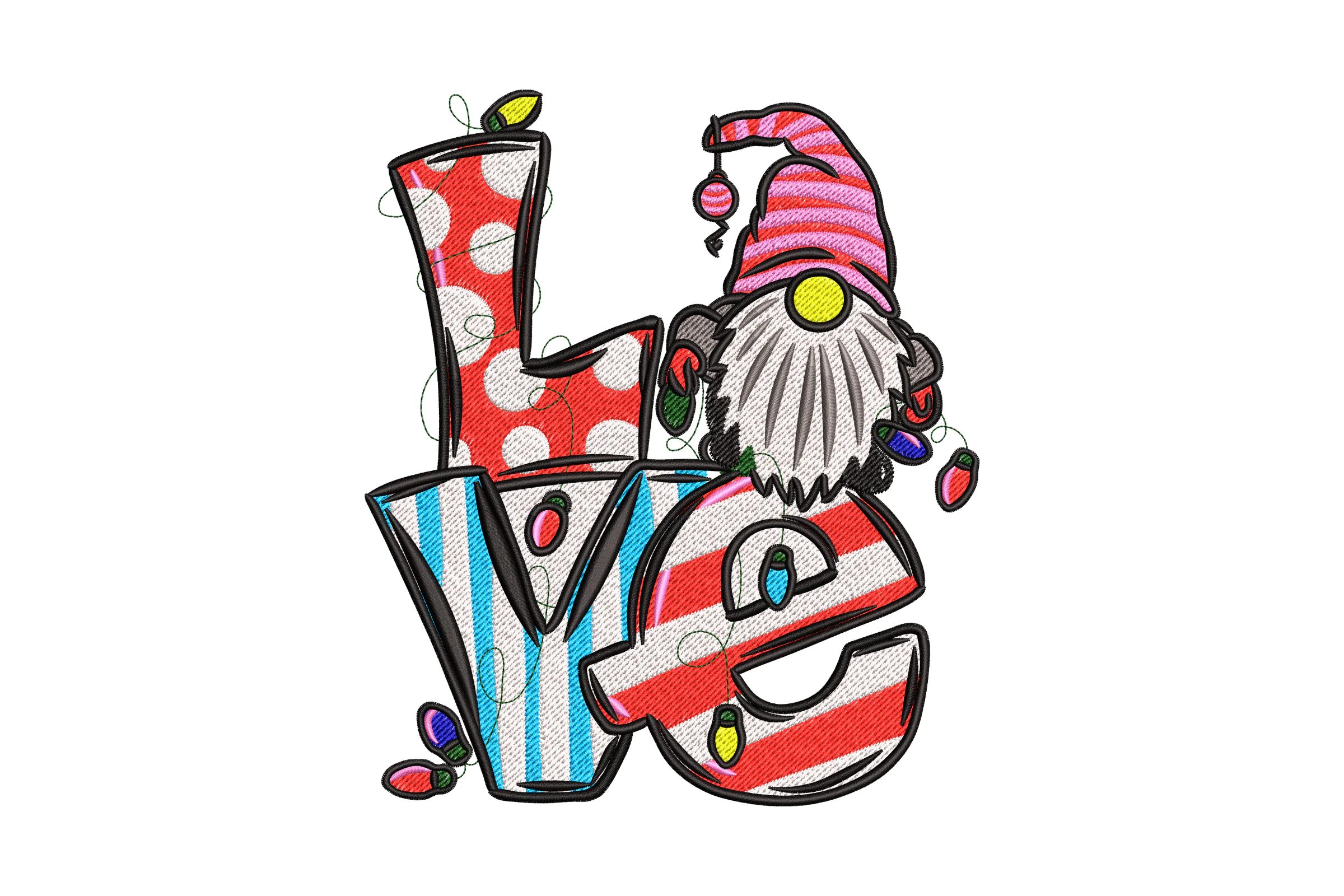Christmas Love gnome Embroidery Design