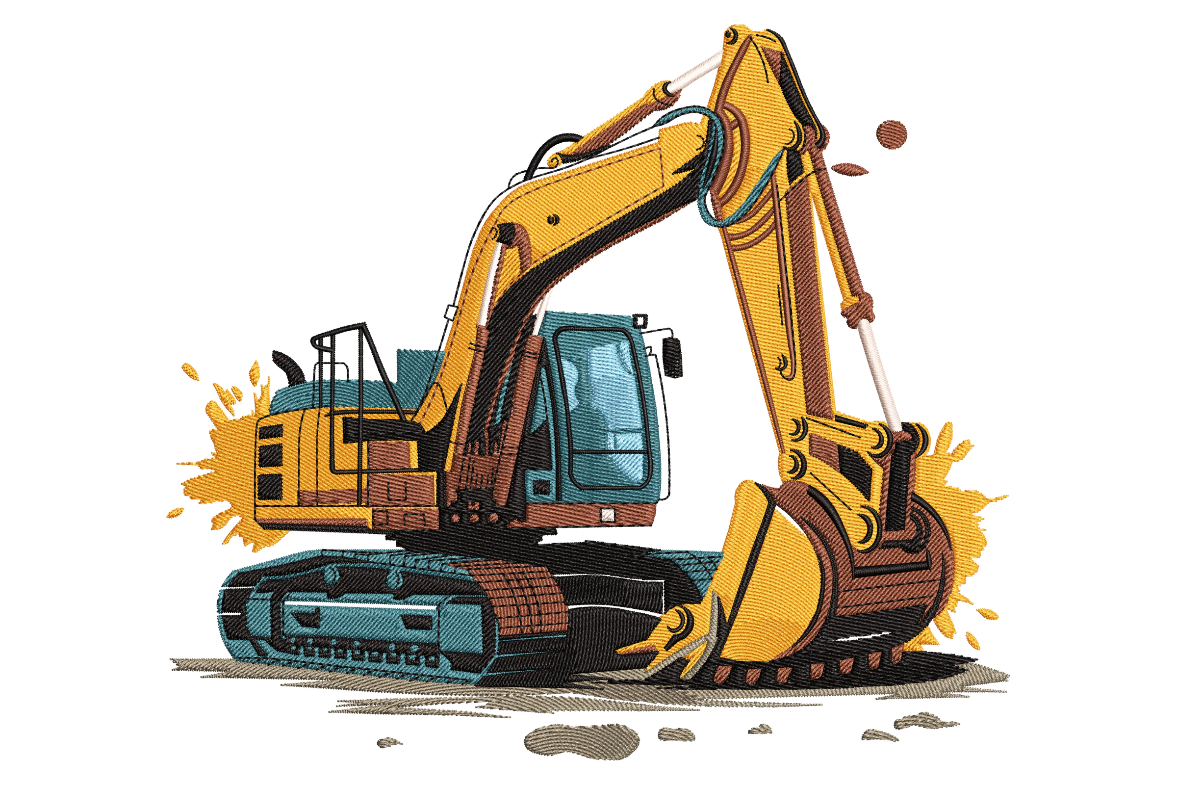 Construction Excavator Embroidery Design