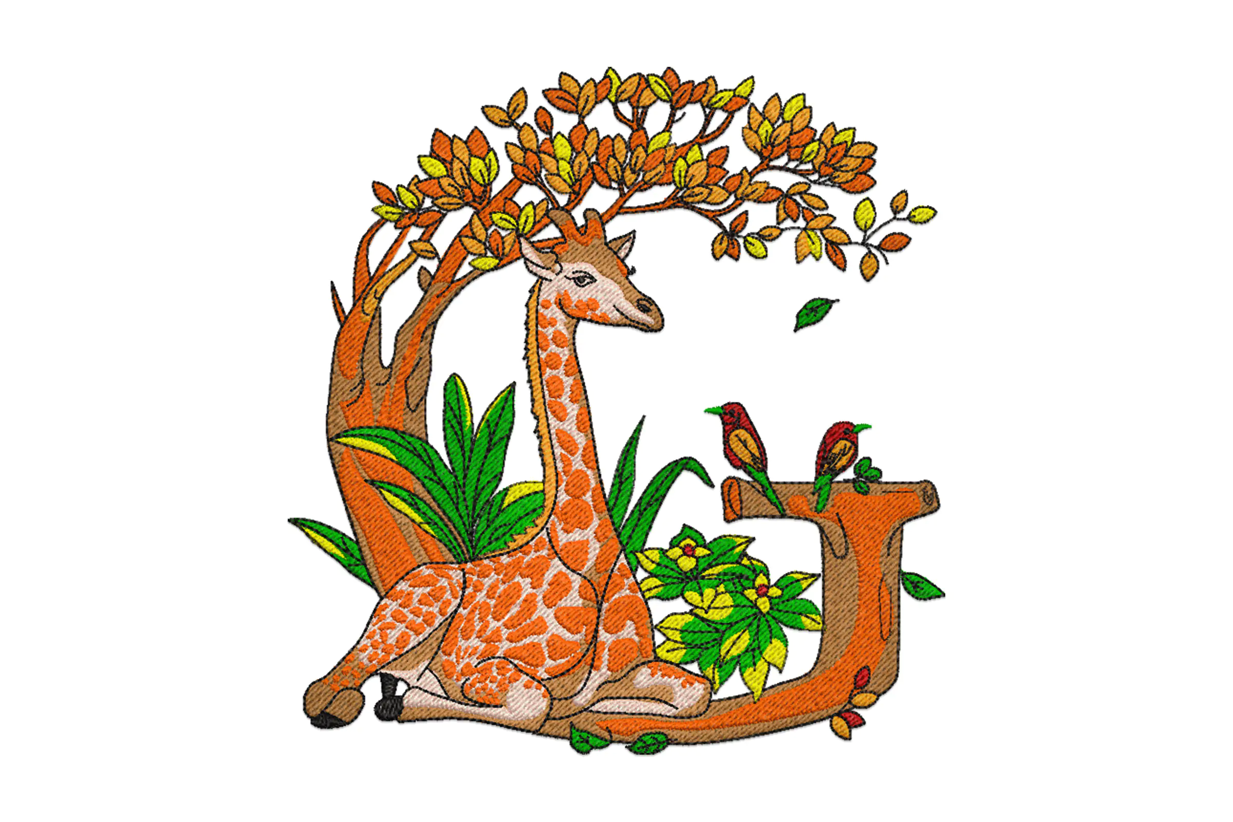 Giraffes Embroidery Design
