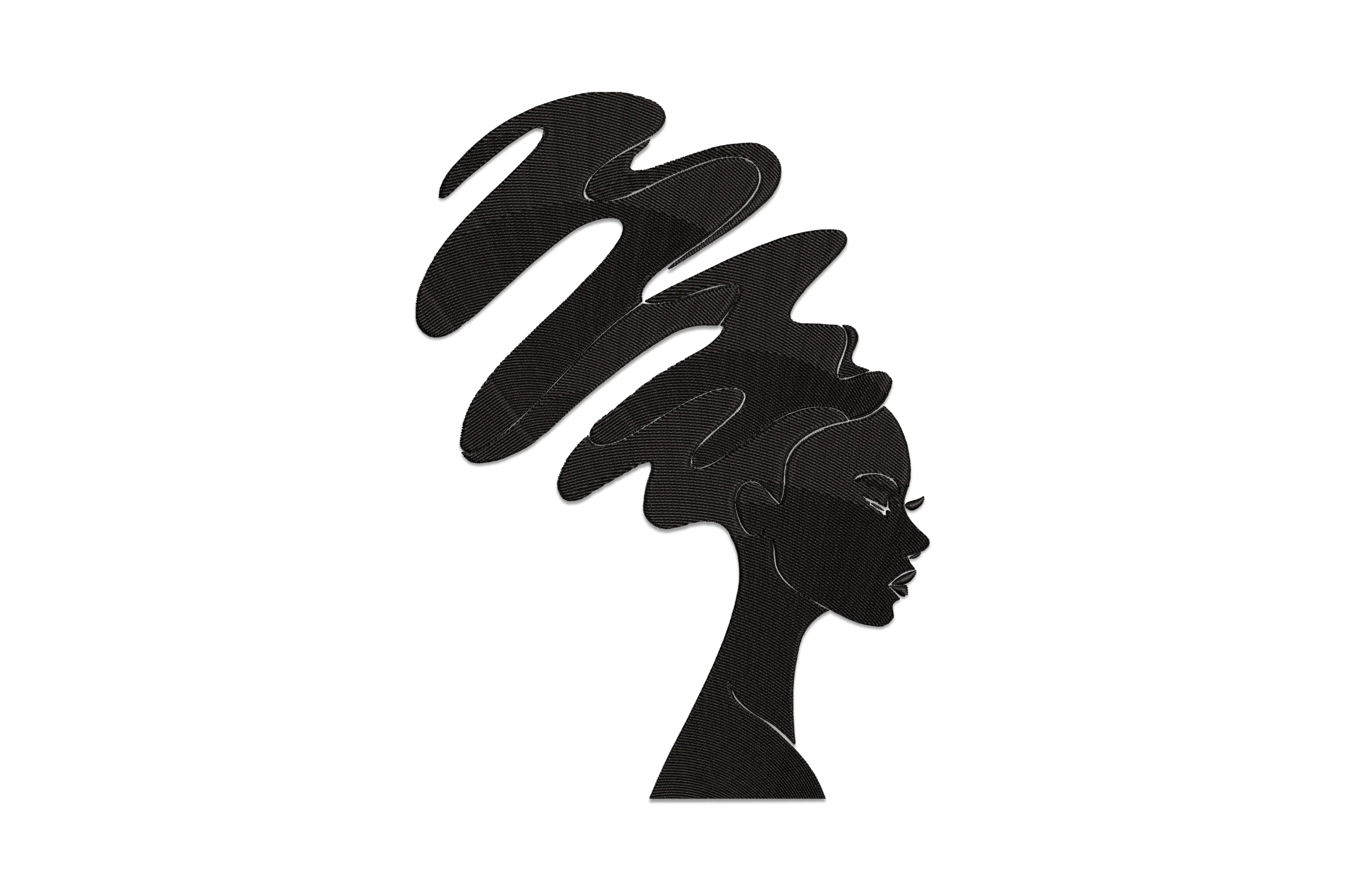 Black Women Long Hair Embroidery Design