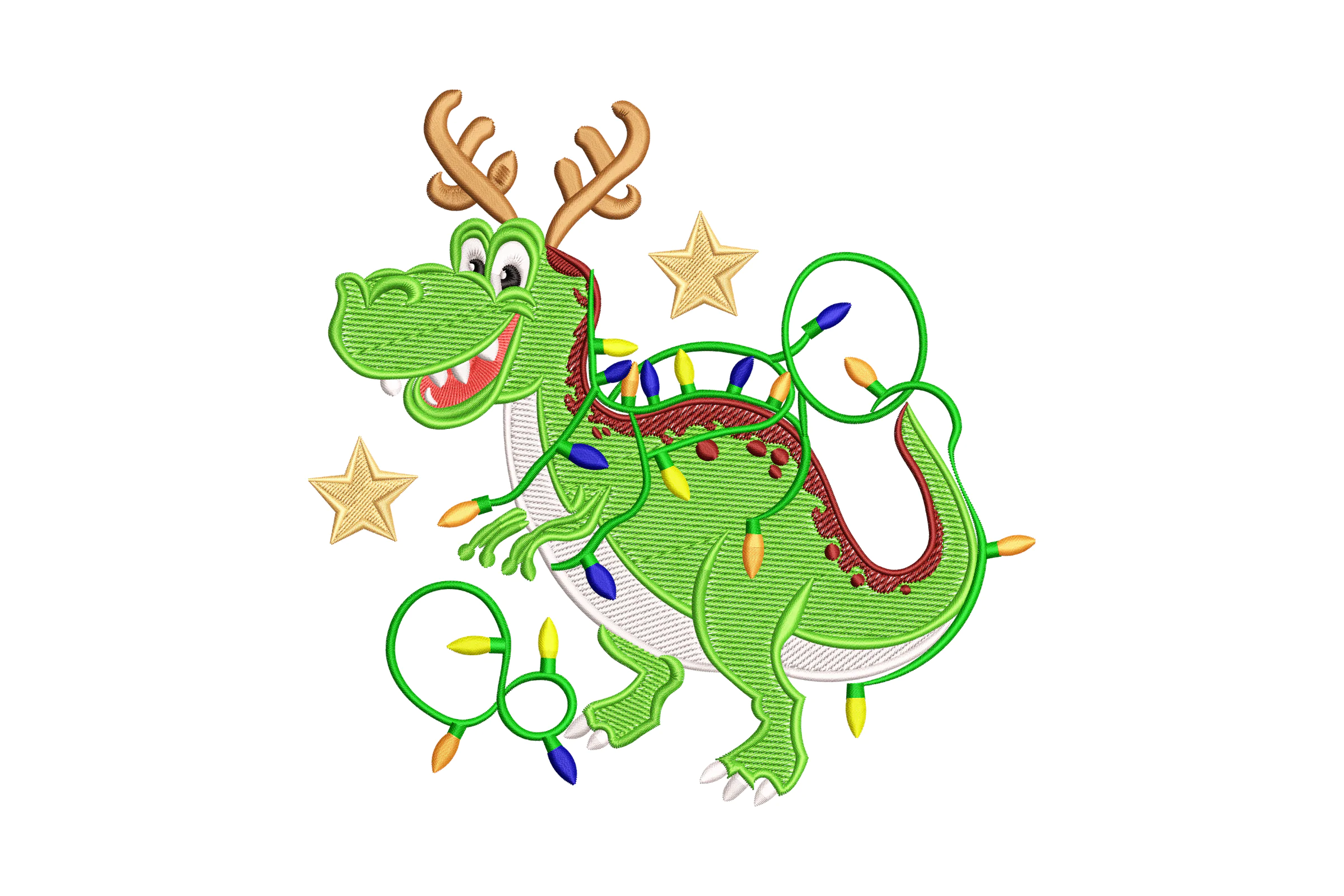 Christmas Dinosaur Embroidery Design Pattern