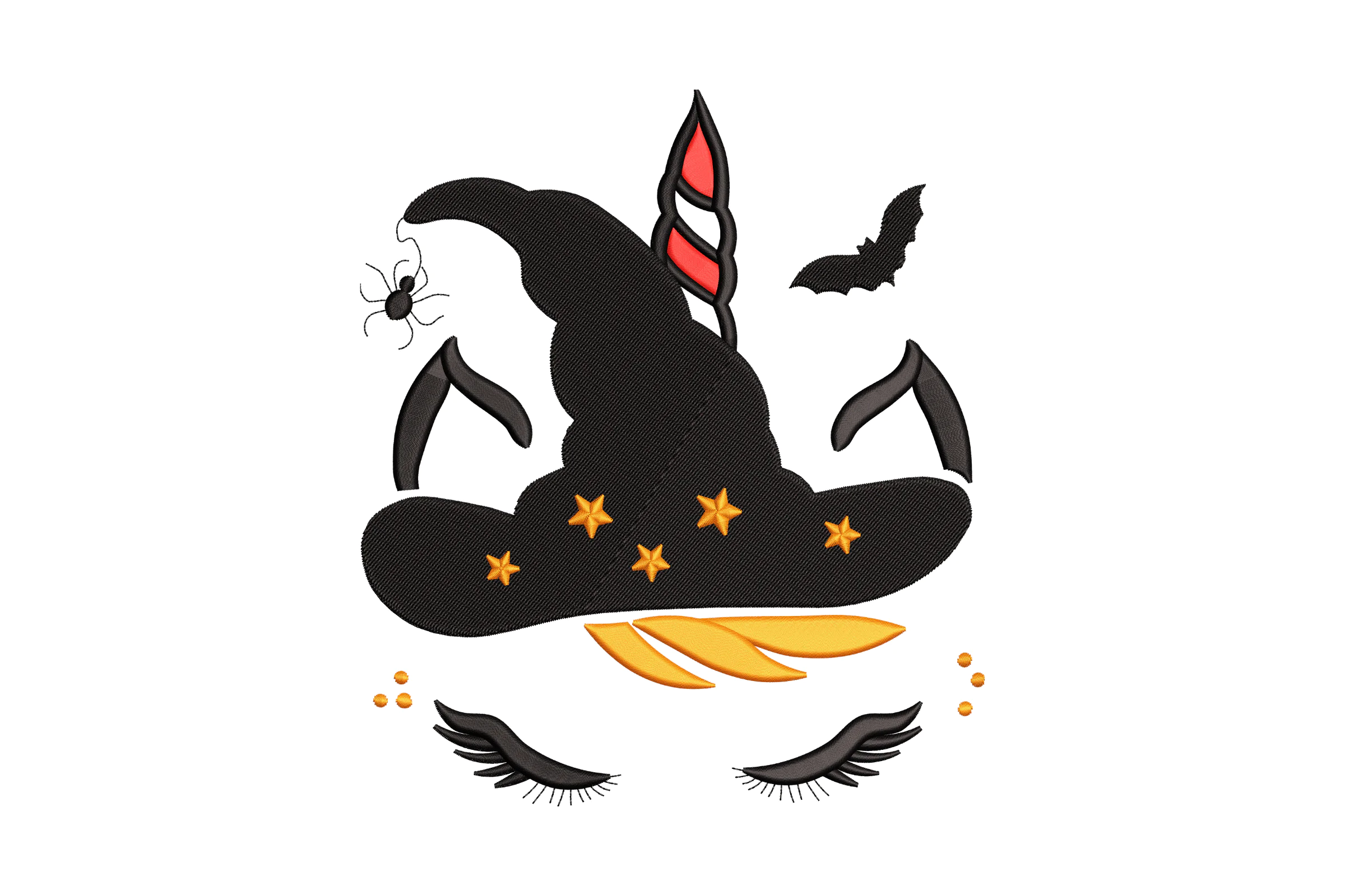 Witch Hat Unicorn Embroidery Design