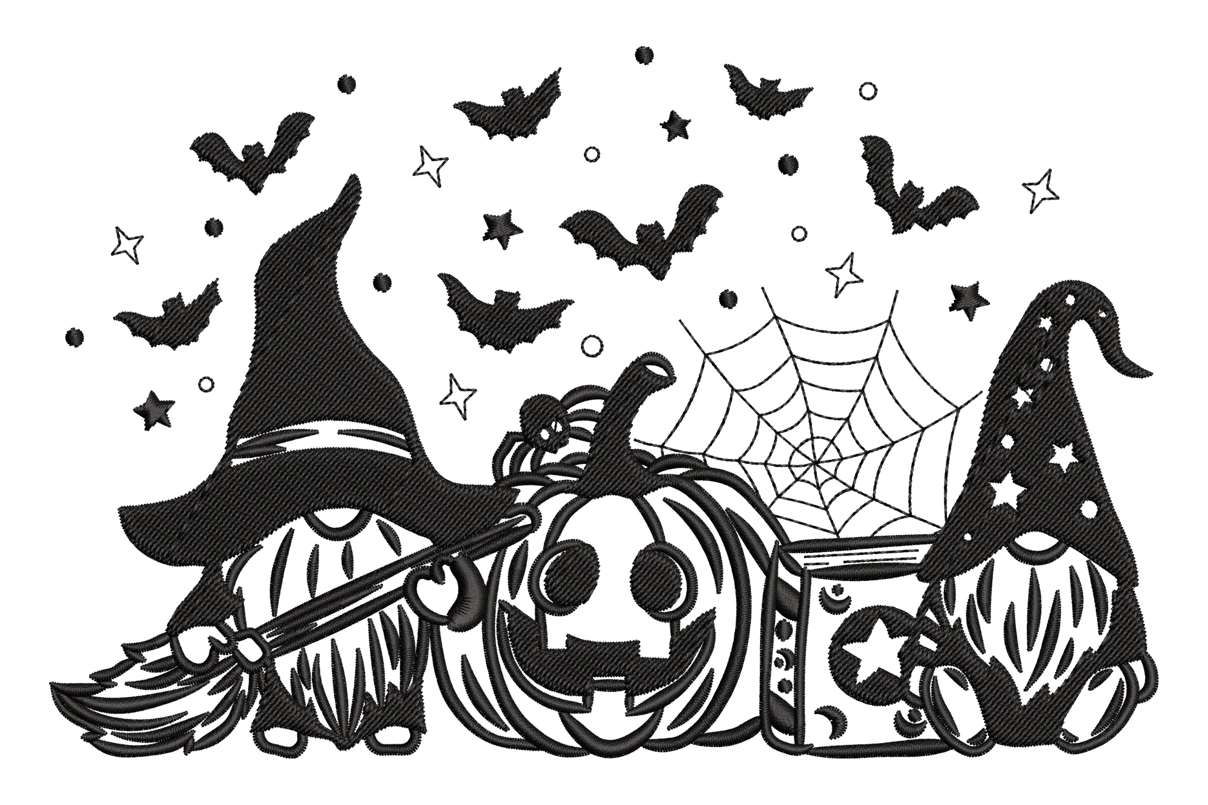 Pumpkin and Gnomes Embroidery Design