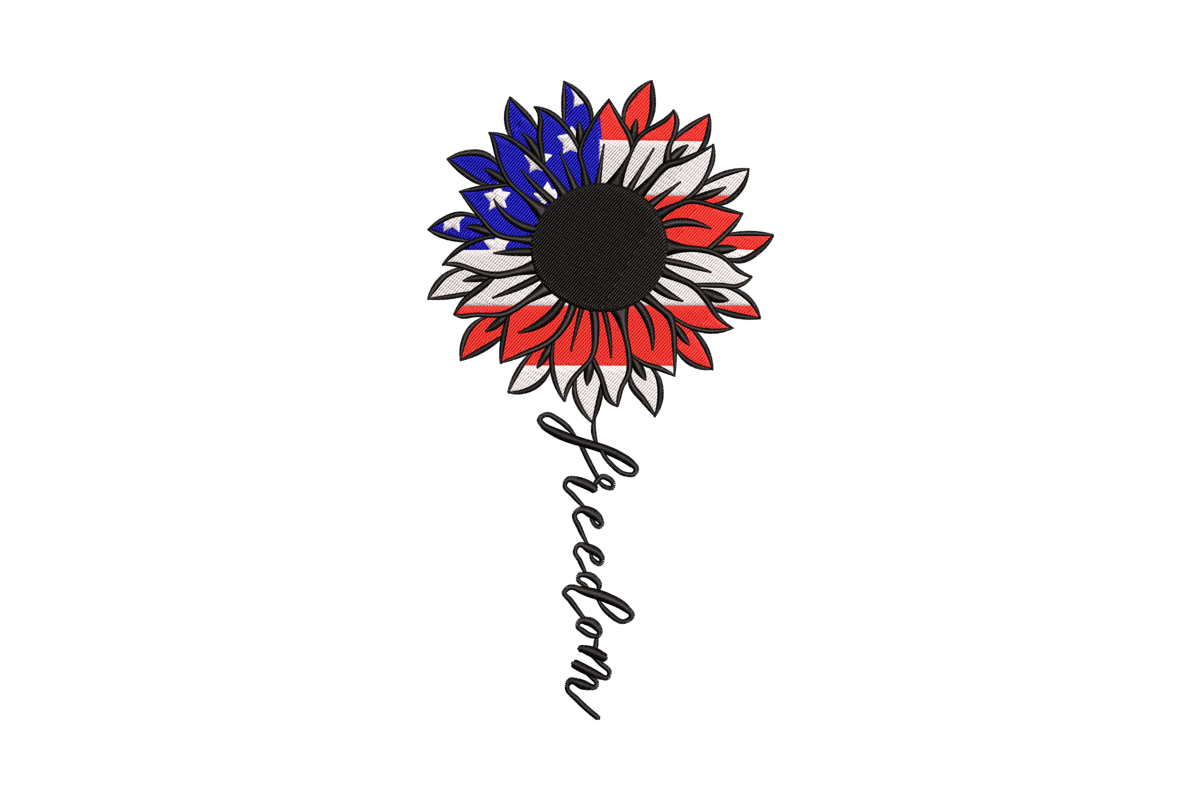 American Flag Sunflower Embroidery Design