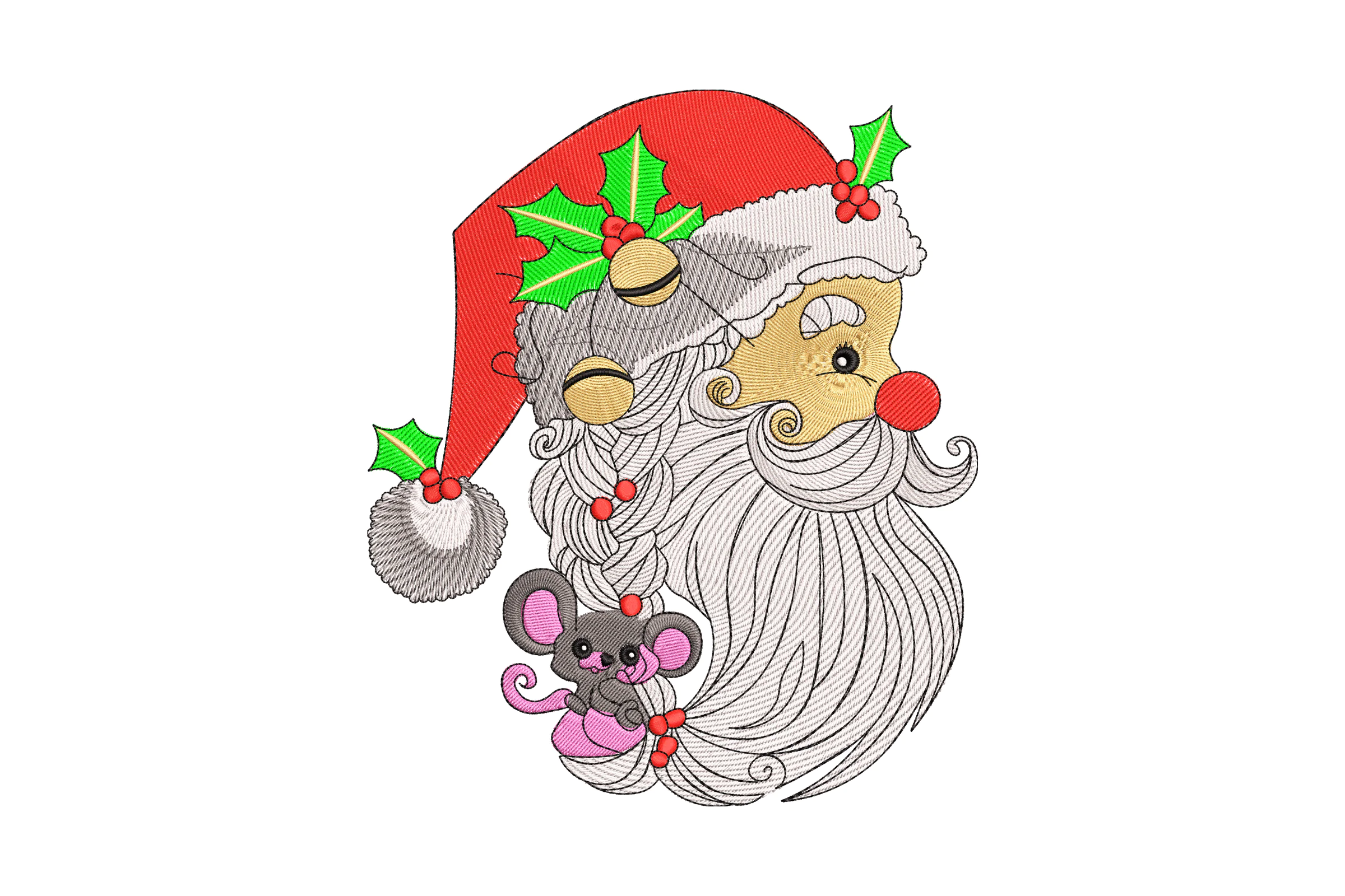 Retro Santa Embroidery Design Pattern