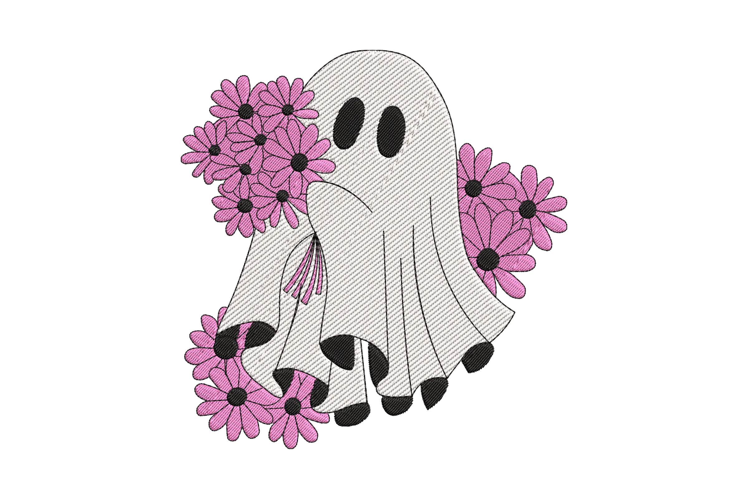 Floral Ghost Embroidery Design
