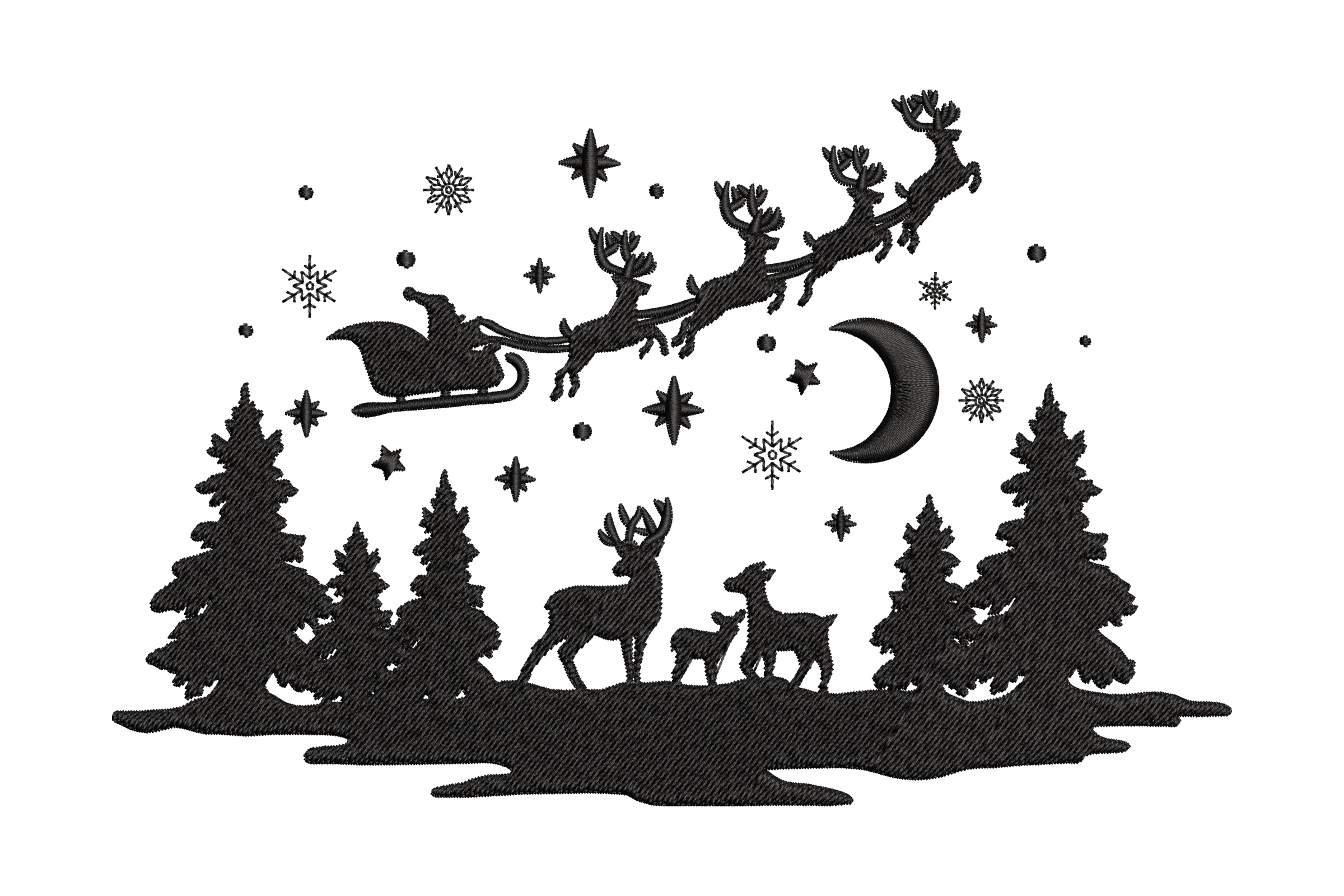 Christmas Reindeer Sleigh Embroidery Design