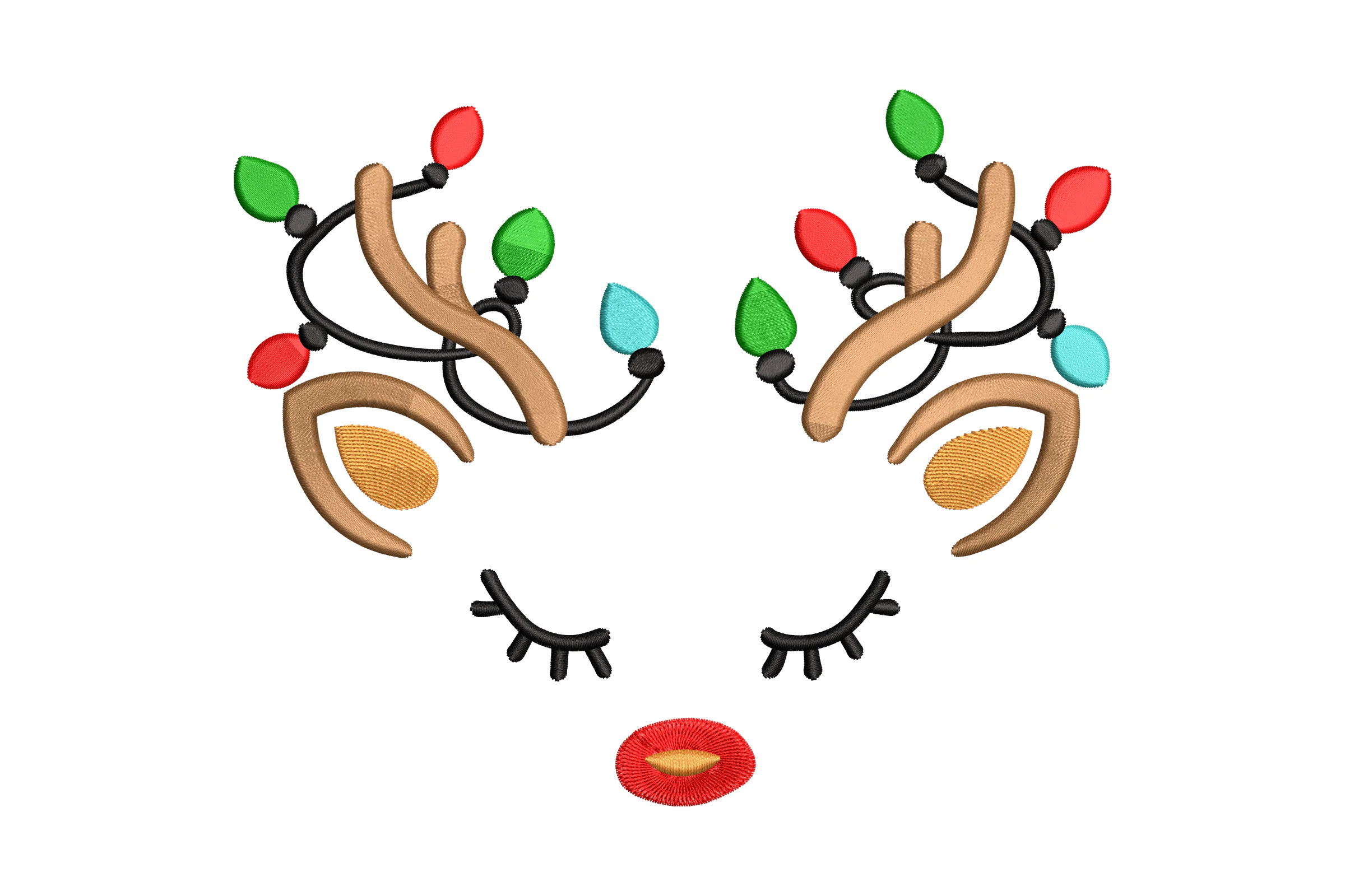 Girl Reindeer Face Christmas Embroidery File