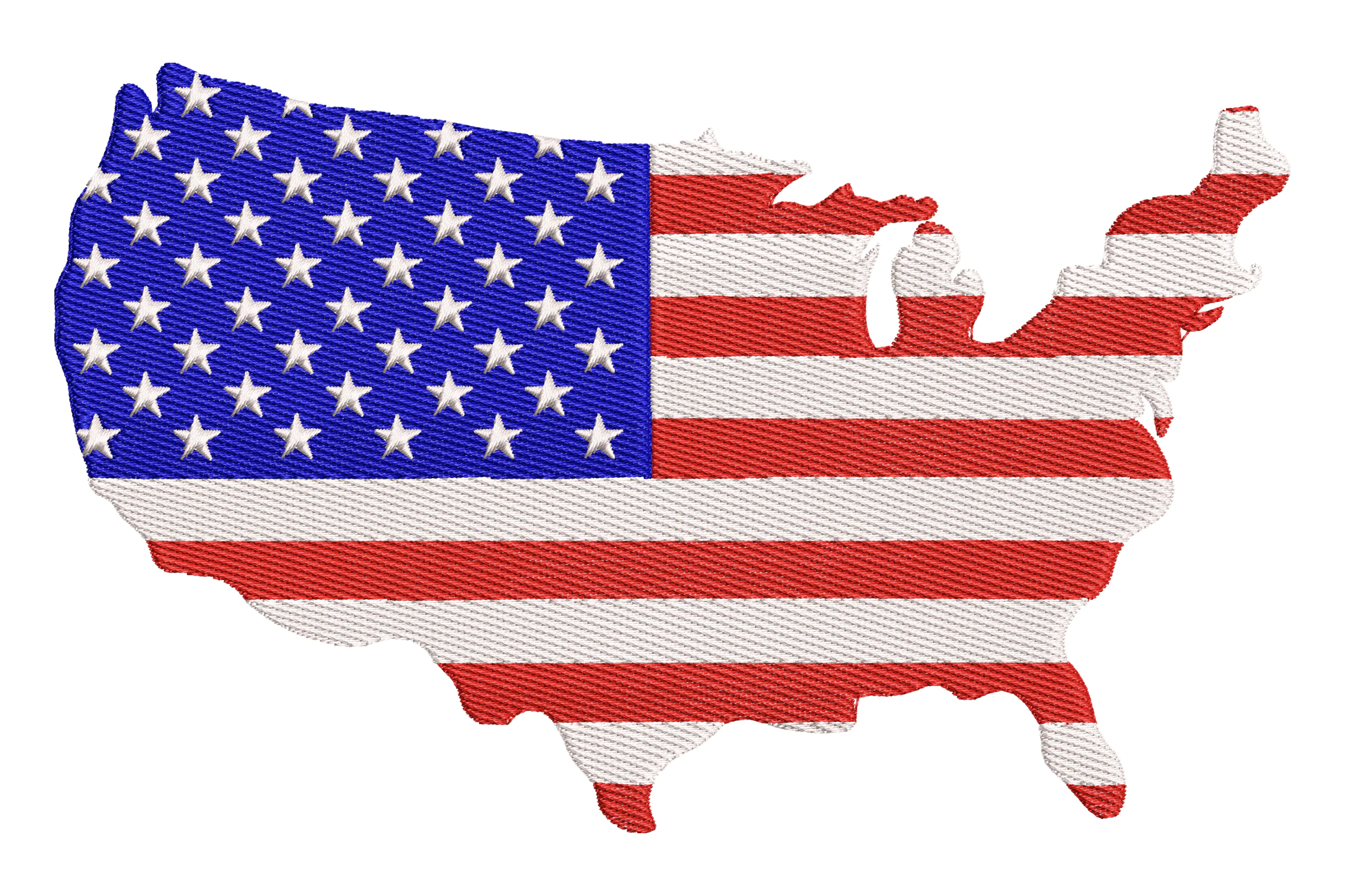 USA Flag Map Embroidery Design