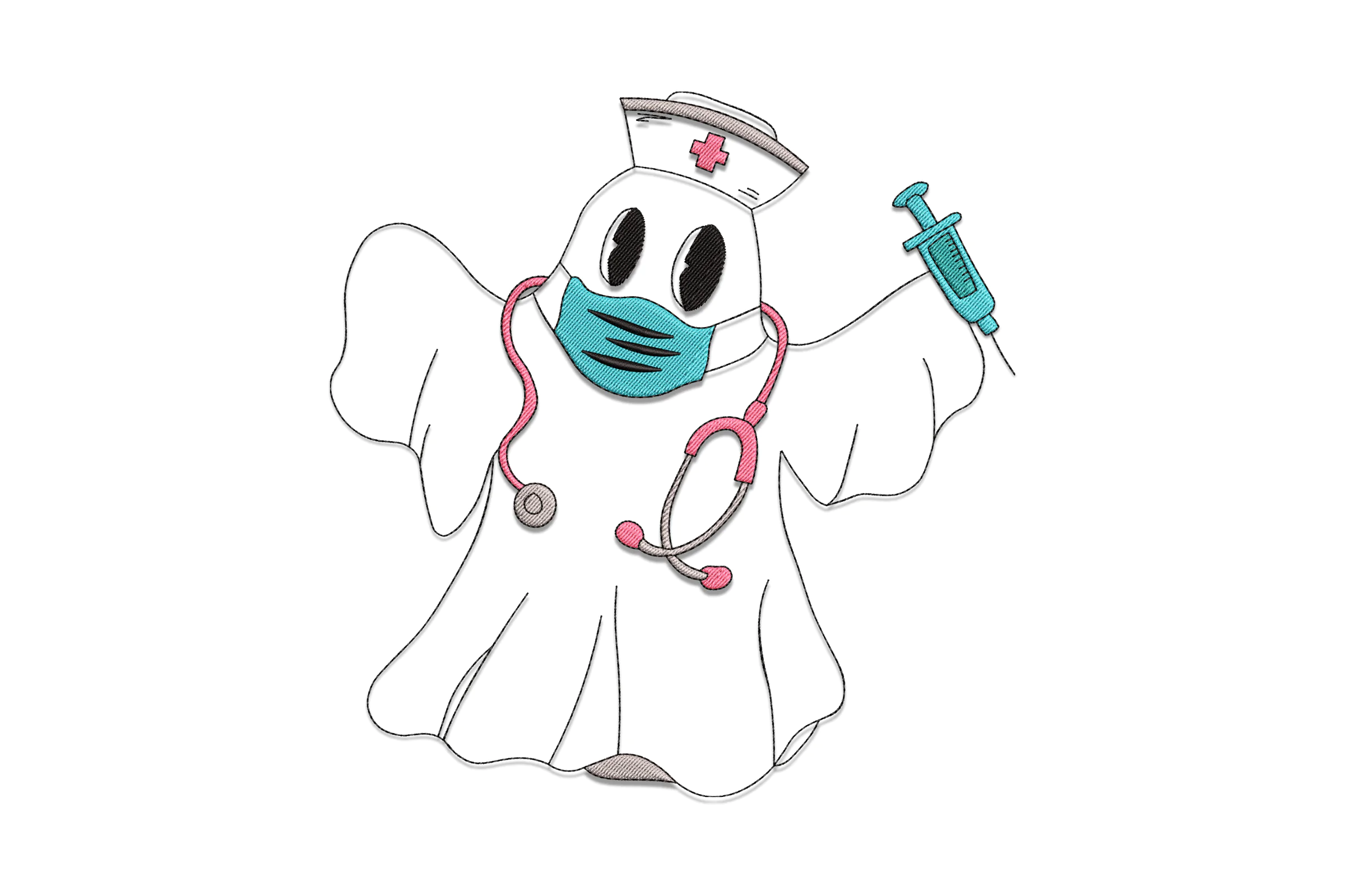 Ghost Nurse Embroidery Design