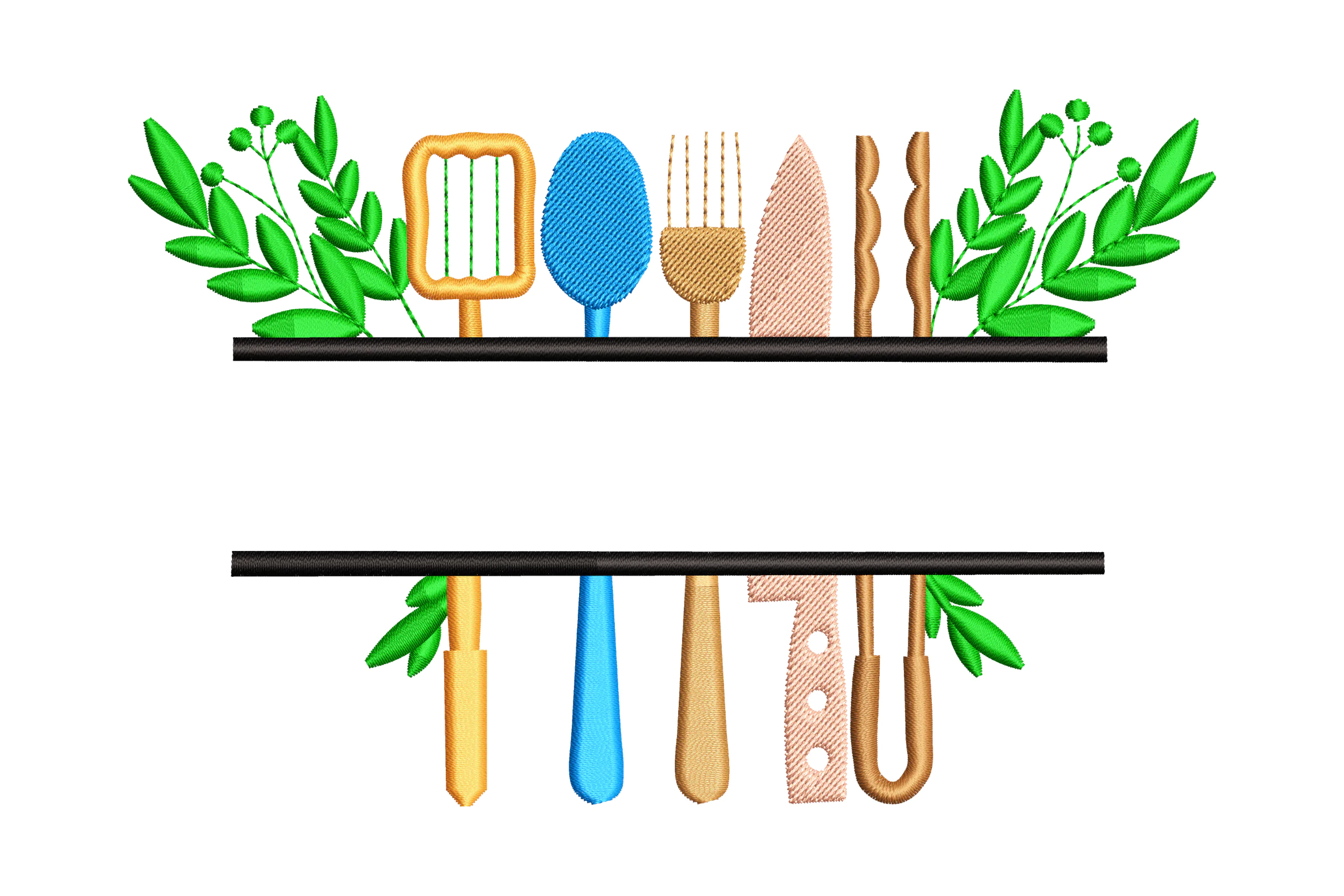 Kitchen Utensil Shelf Embroidery Design