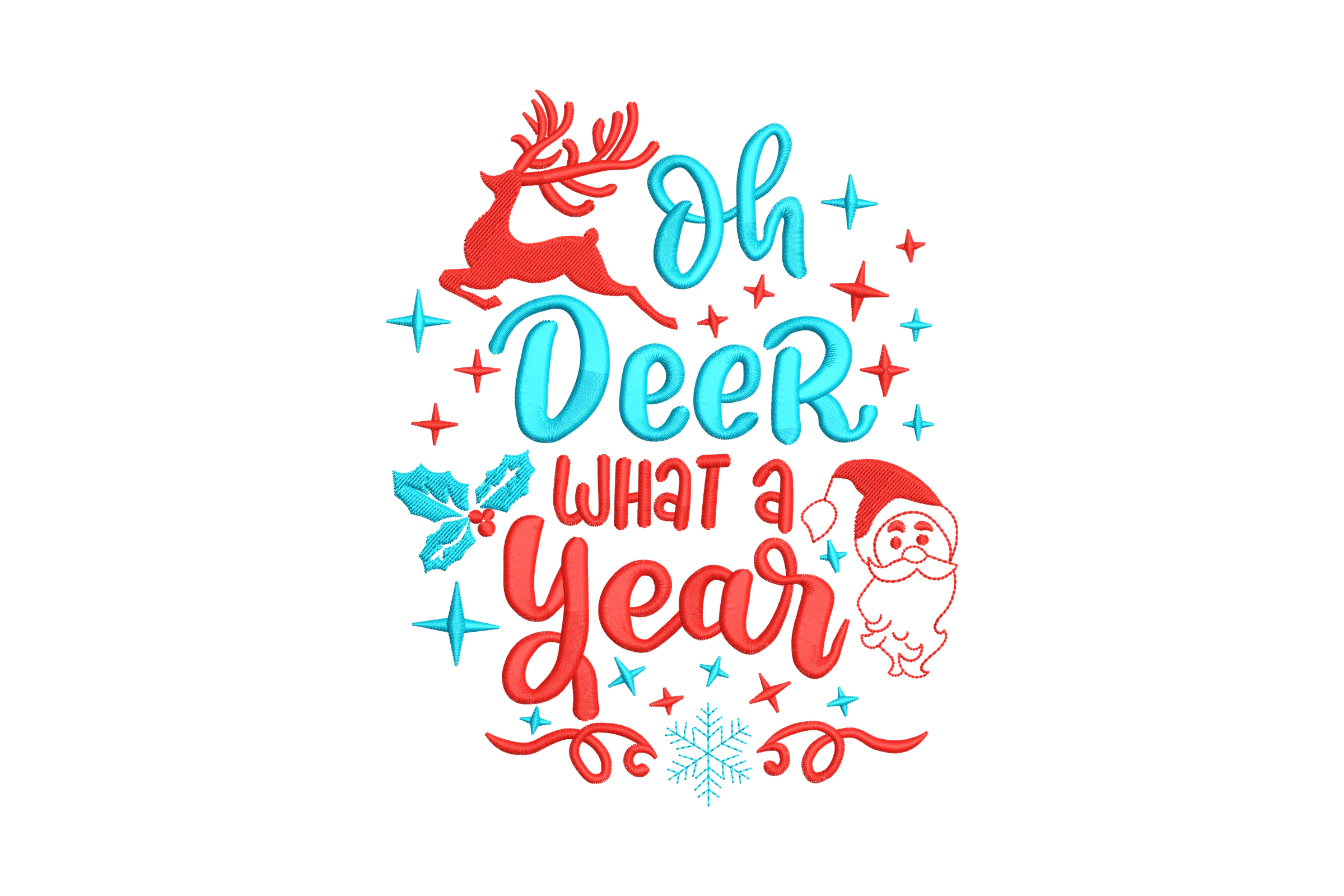 Oh Deer What a Year Christmas Embroidery Design