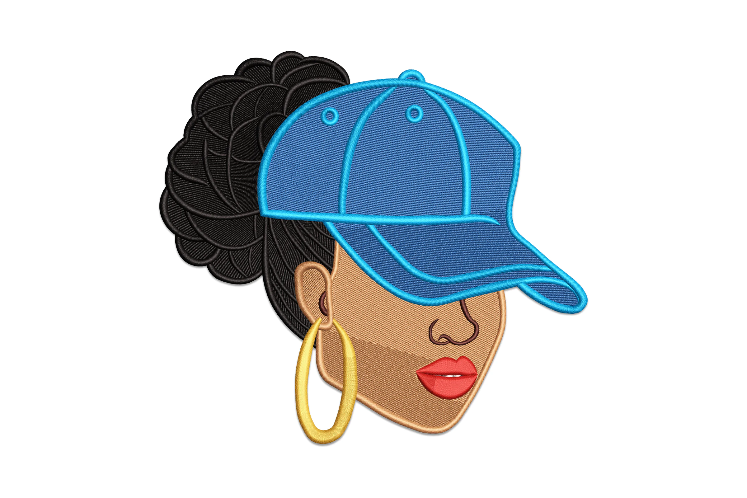 Afro Woman Face Embroidery Design