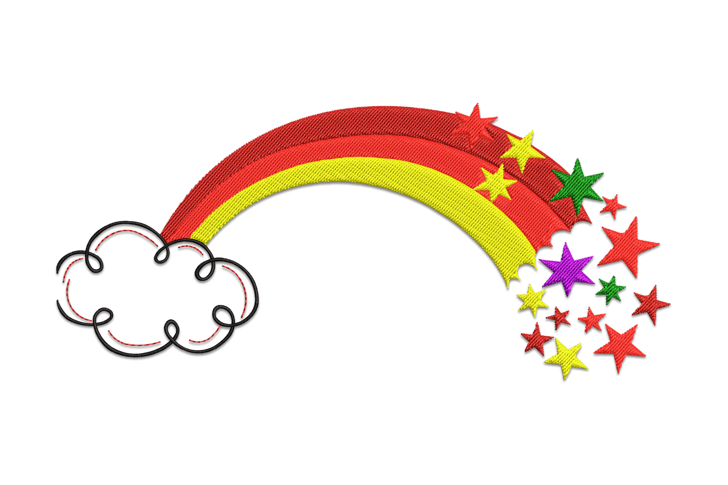 Rainbow With Shooting Stars Embroidery Design
