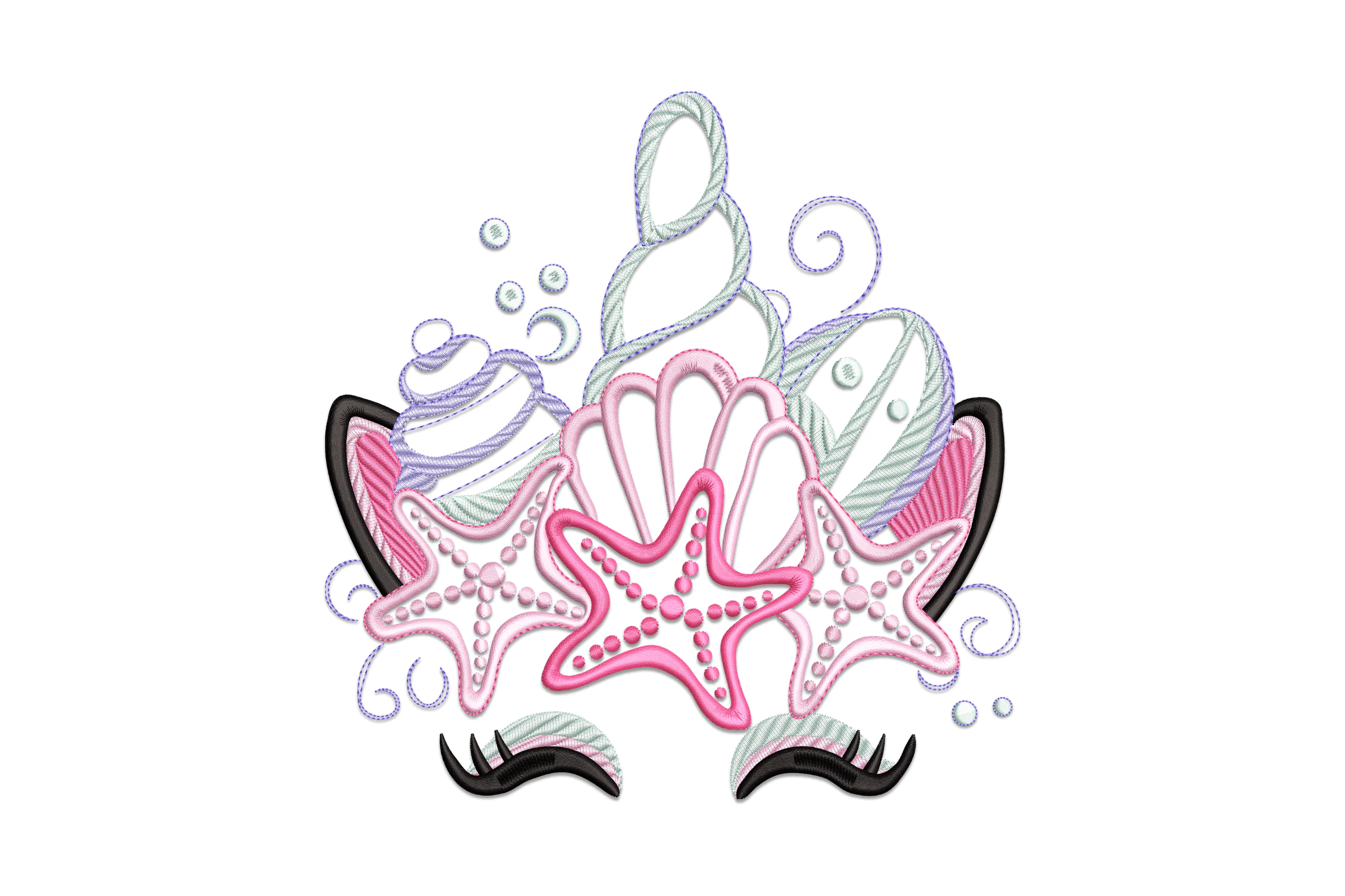Mermaid Seashells And Starfish Embroidery Design
