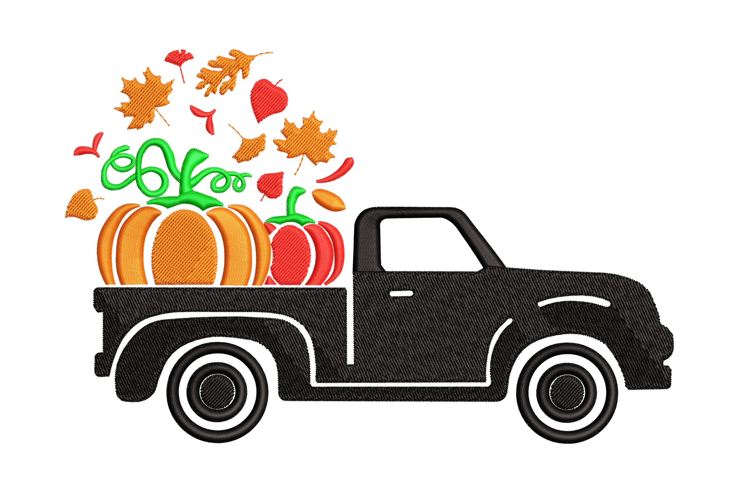 Fall Truck With Pumpkins Embroidery Design
