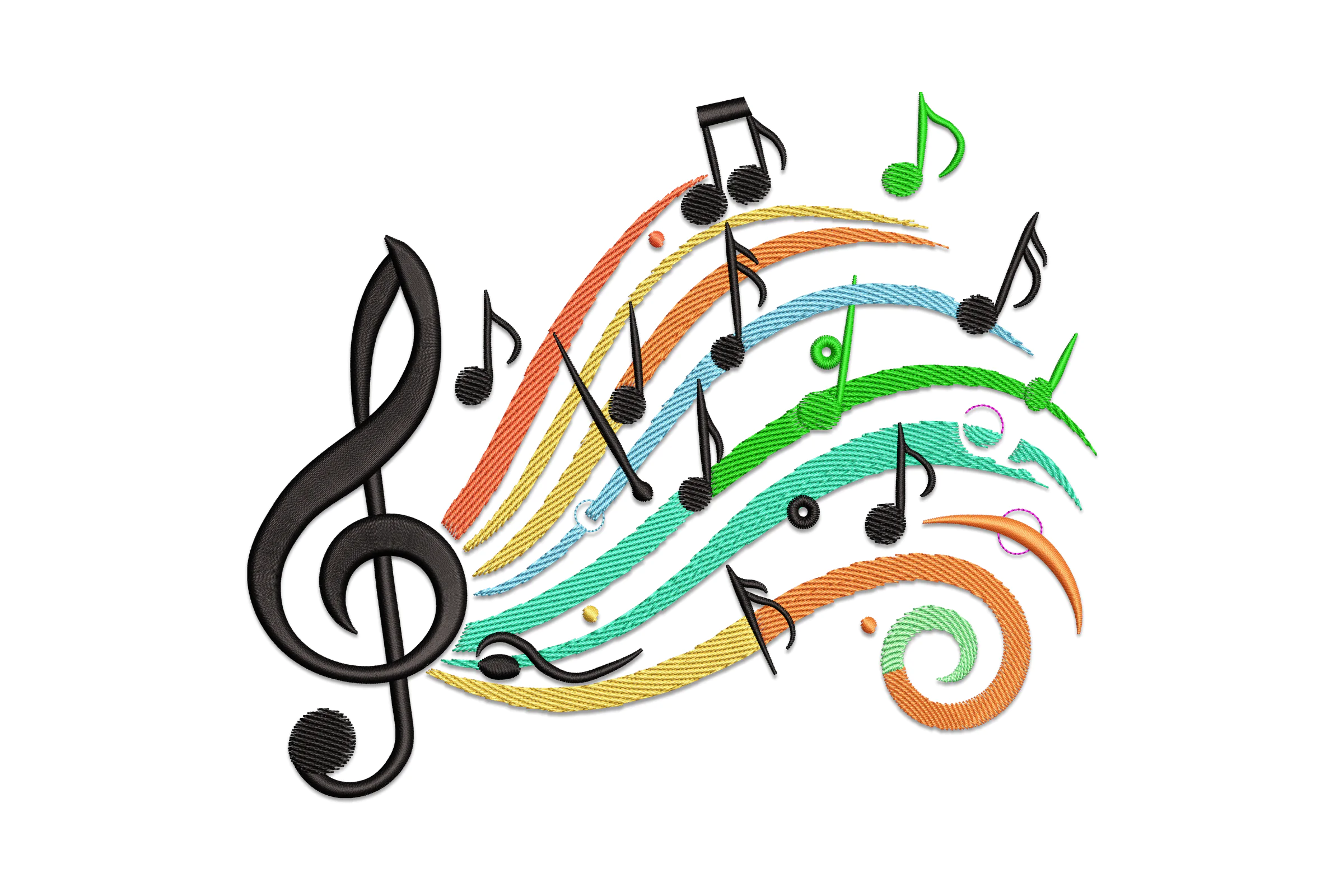 Musical Notes with Swirls & Symbols Machine Embroidery Design