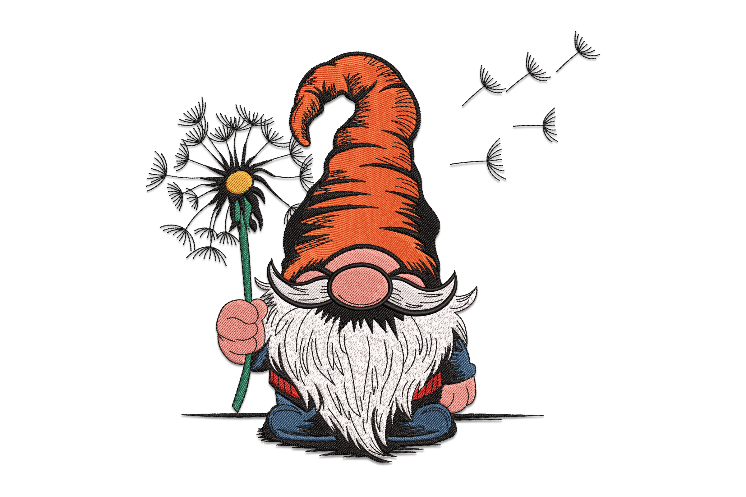 Gnome with Dandelion Embroidery Design