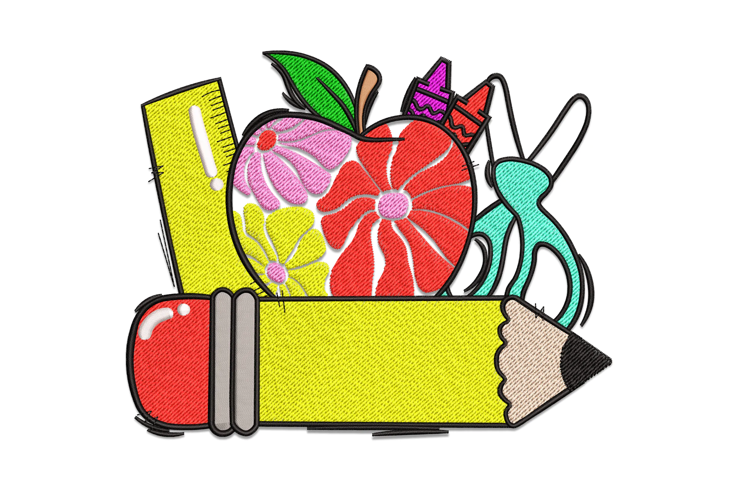 School Supplies Embroidery Design File