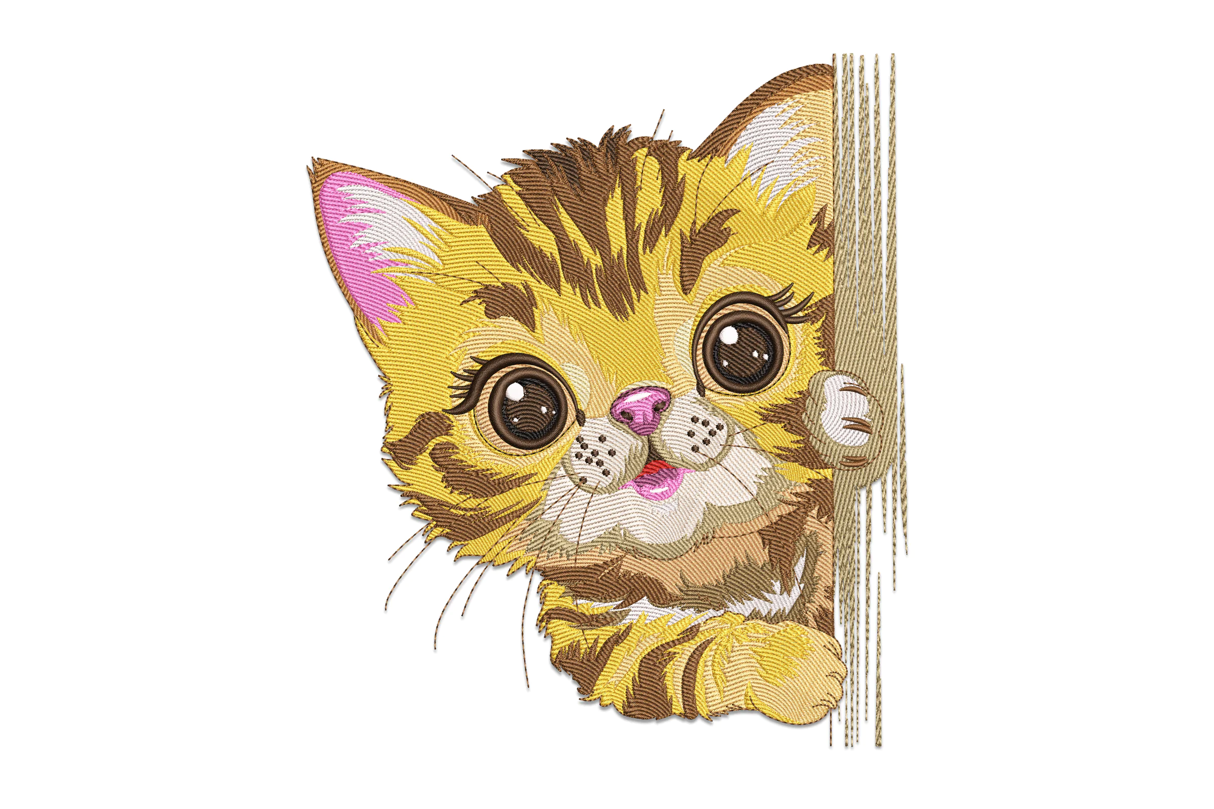 Peeking Kitten Embroidery Design