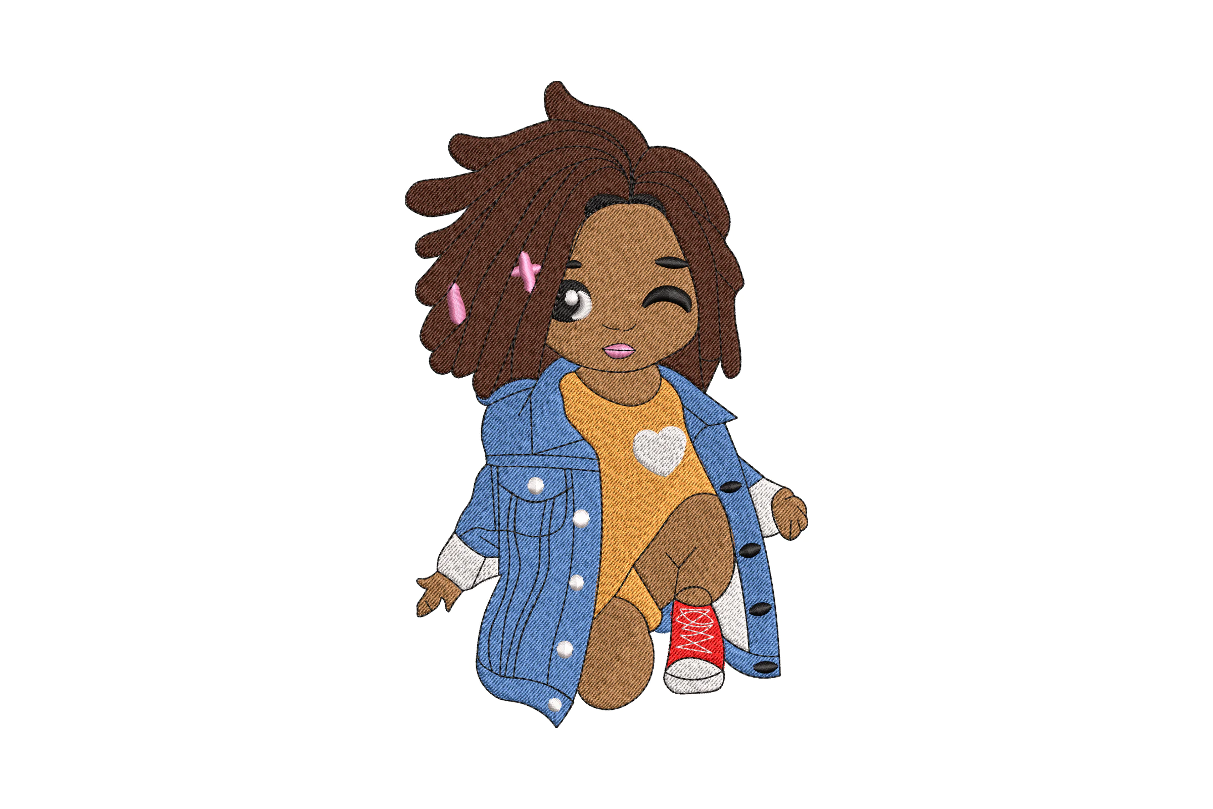 Peekaboo Girl Sitting Embroidery Design