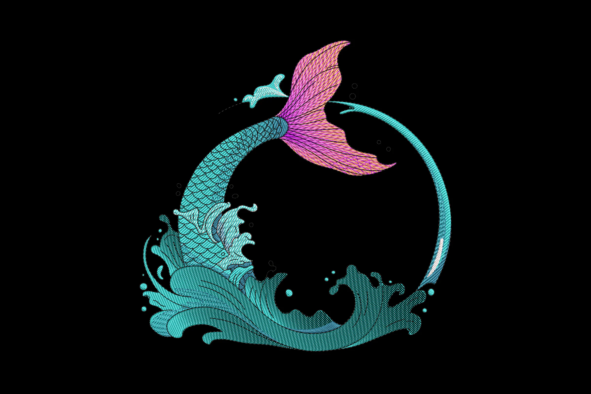 Mermaid Fish Embroidery Design File