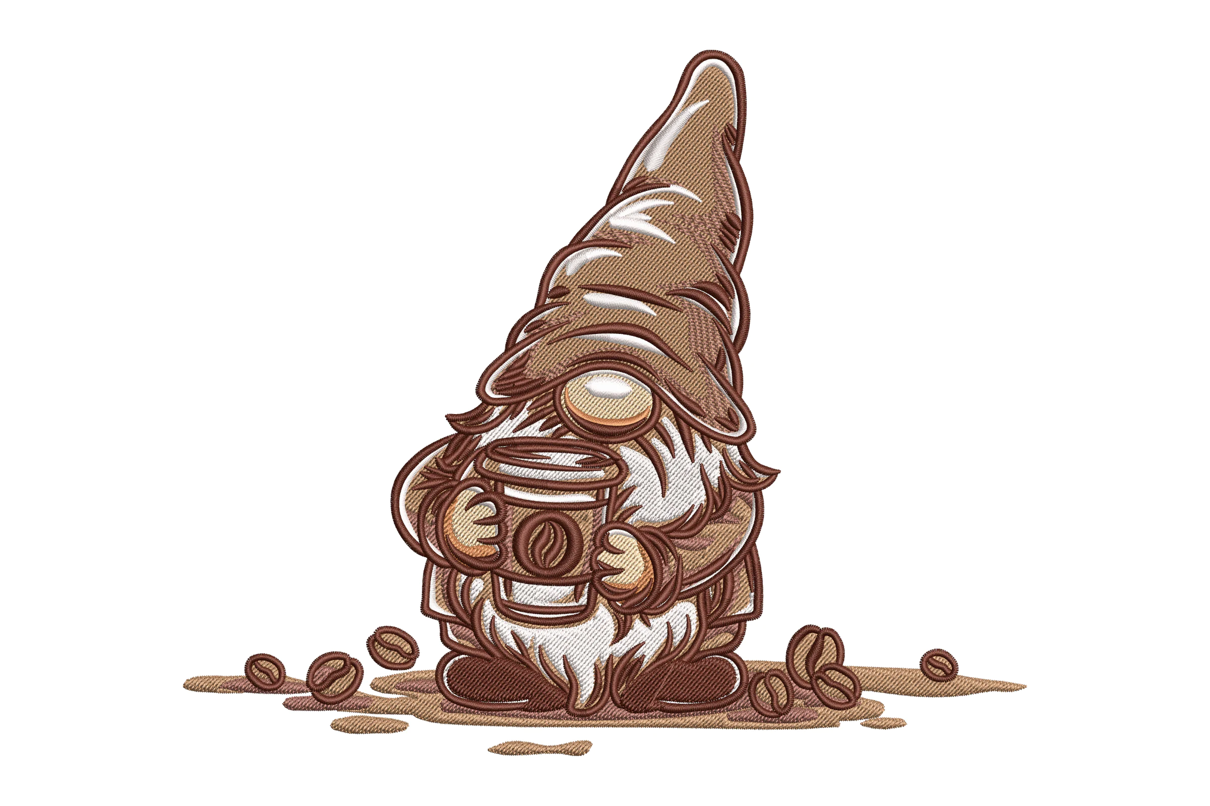 Premium Coffee Gnome Embroidery Design