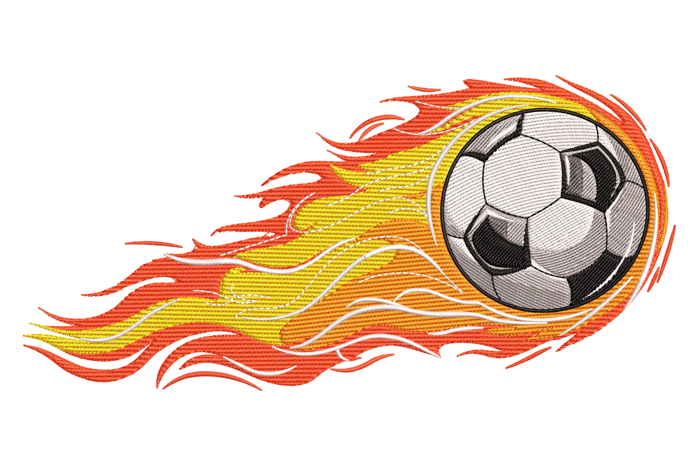Soccer Ball with Flames Embroidery Design