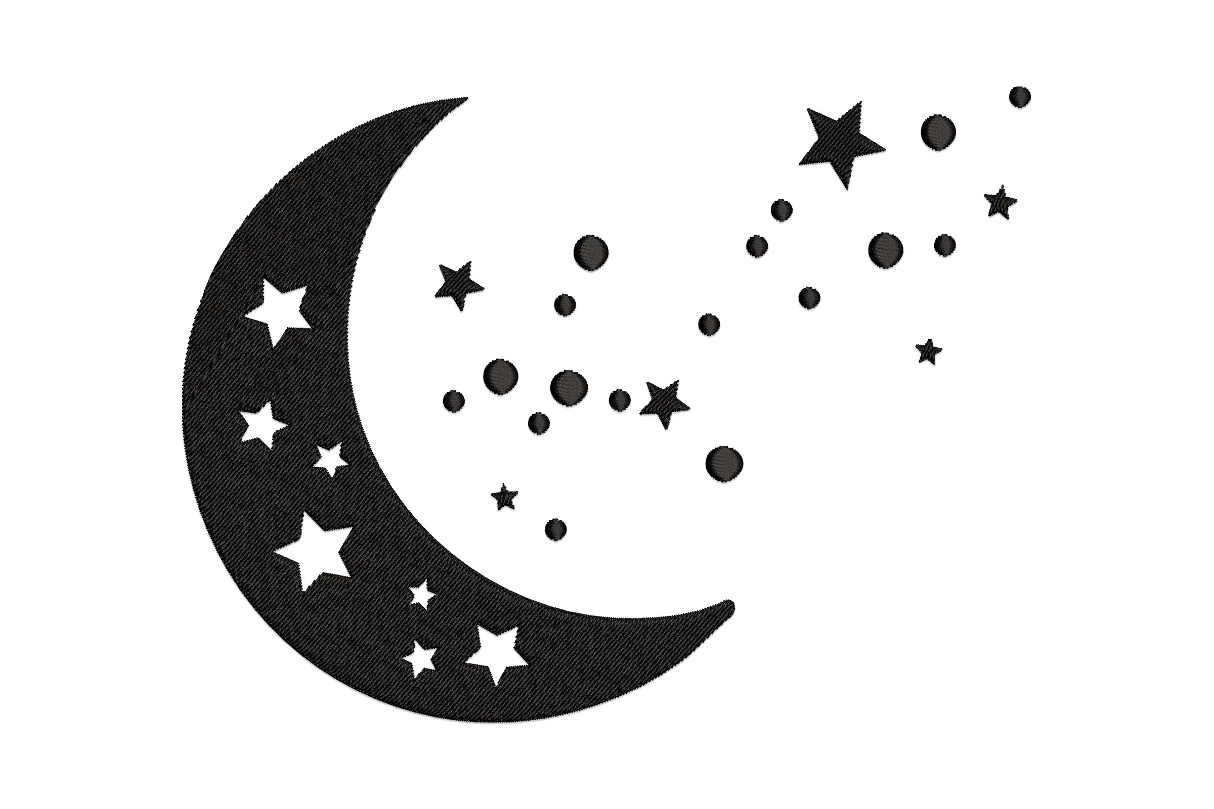 Moon and Stars Embroidery Design