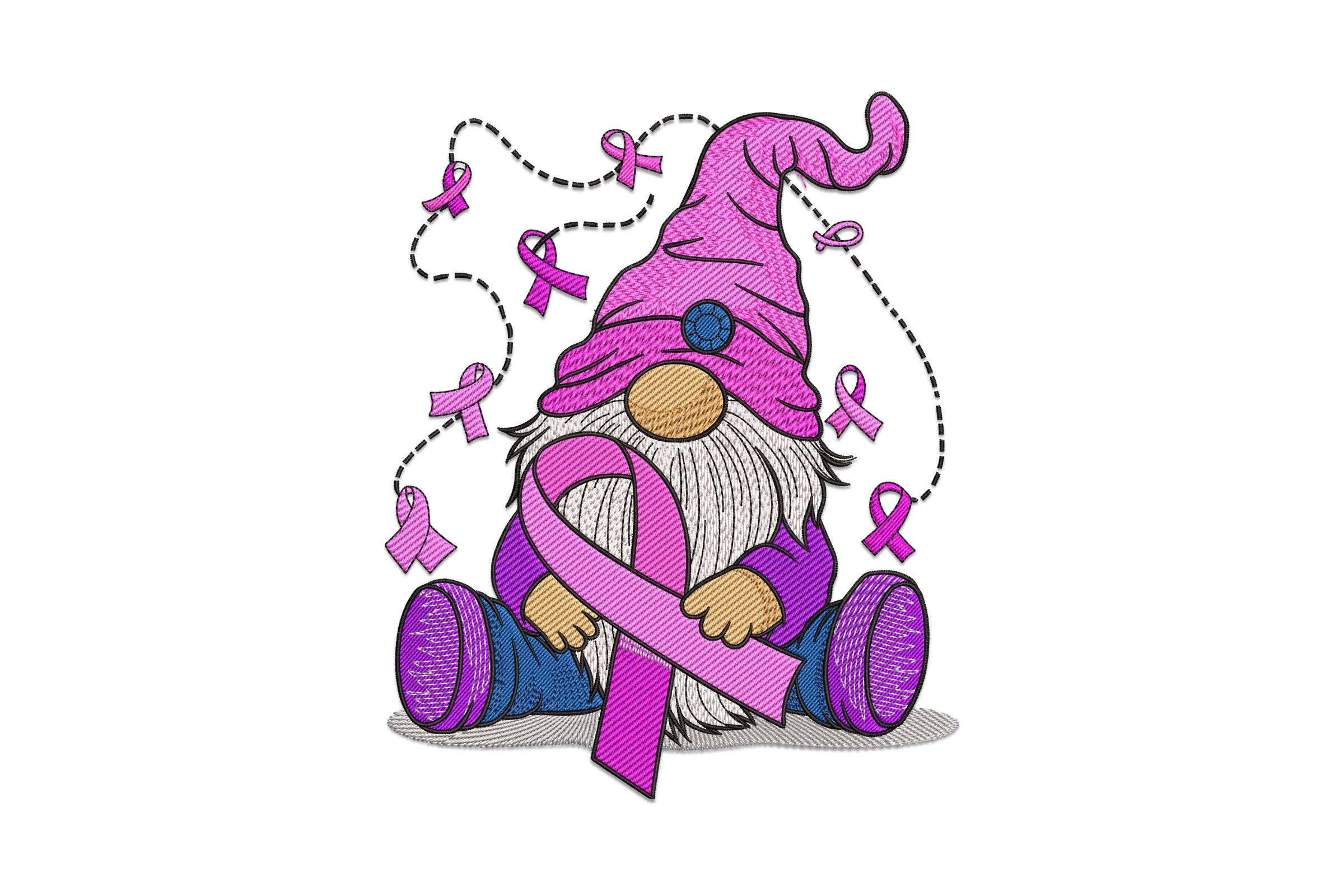 Awareness Gnome Machine Embroidery Design