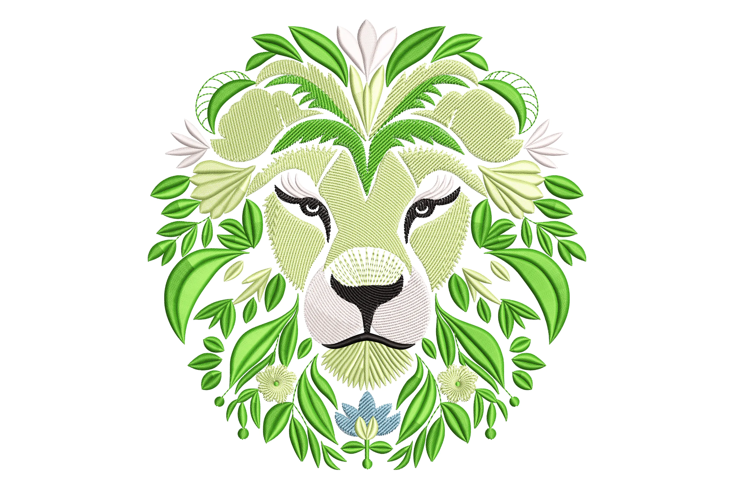 Lion with Floral Design Embroidery Design