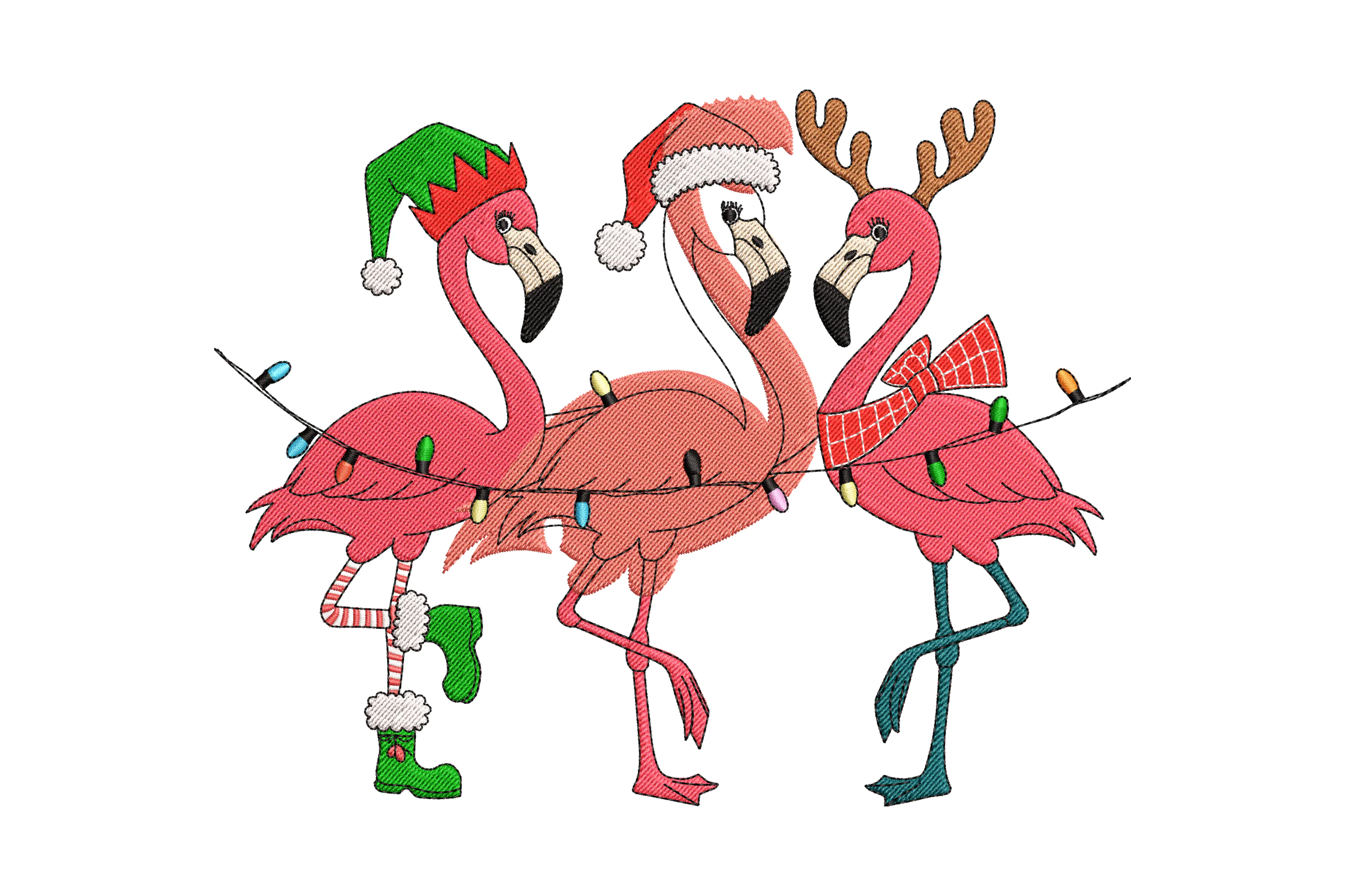 Christmas Flamingo - Machine Embroidery Design Pattern