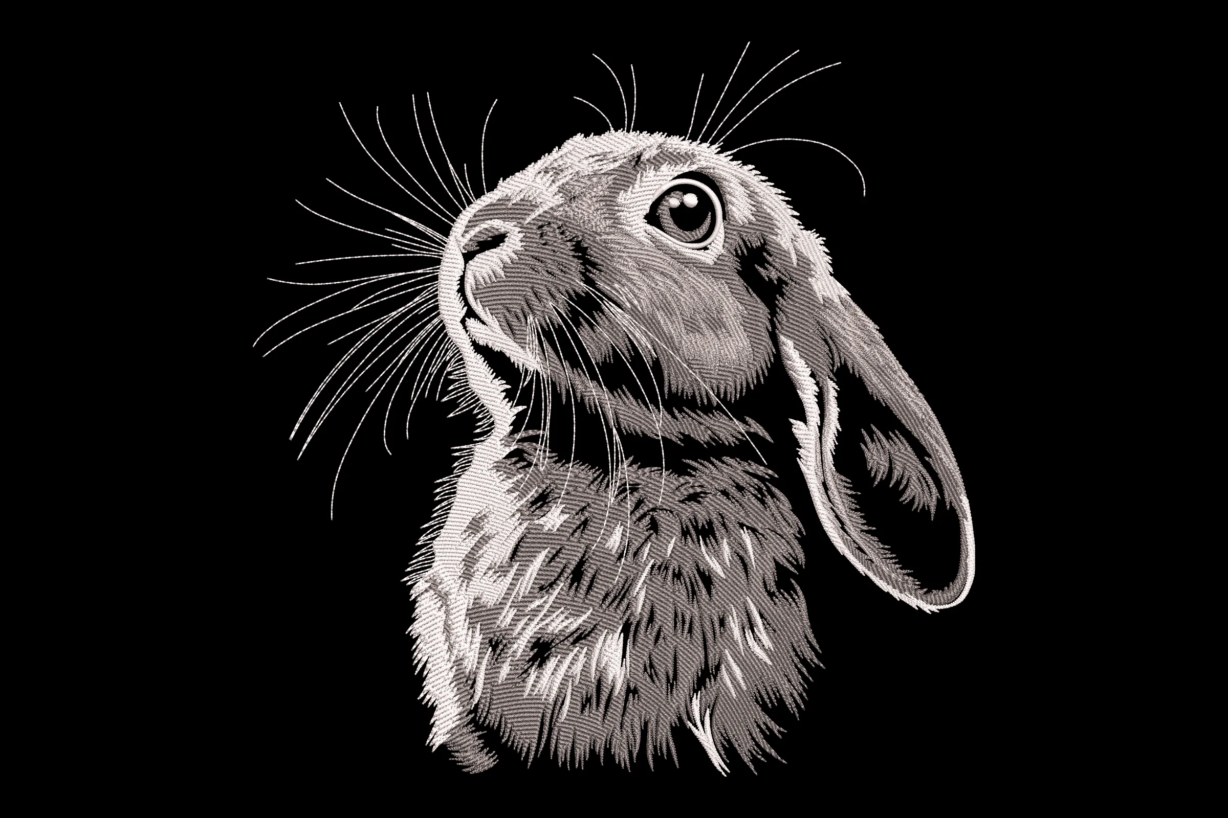 Realistic White Bunny Embroidery Design