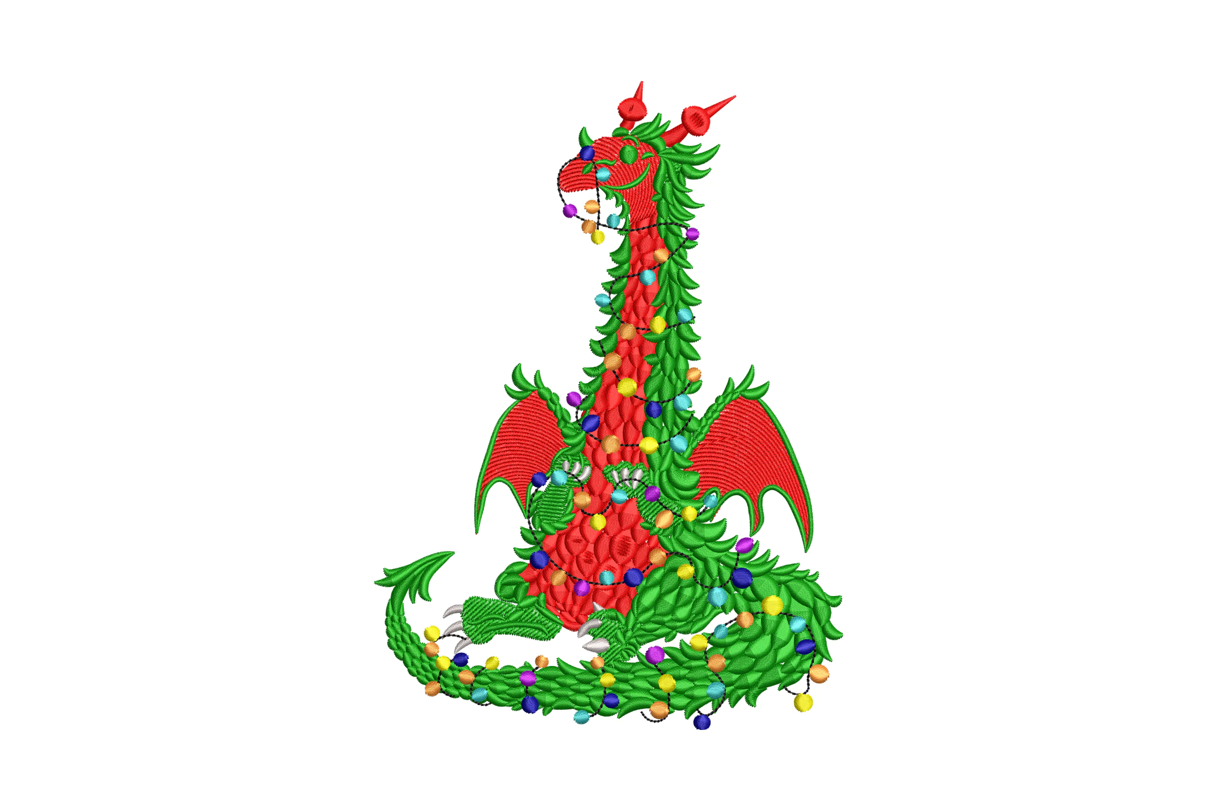 Christmas Dragon Embroidery Design