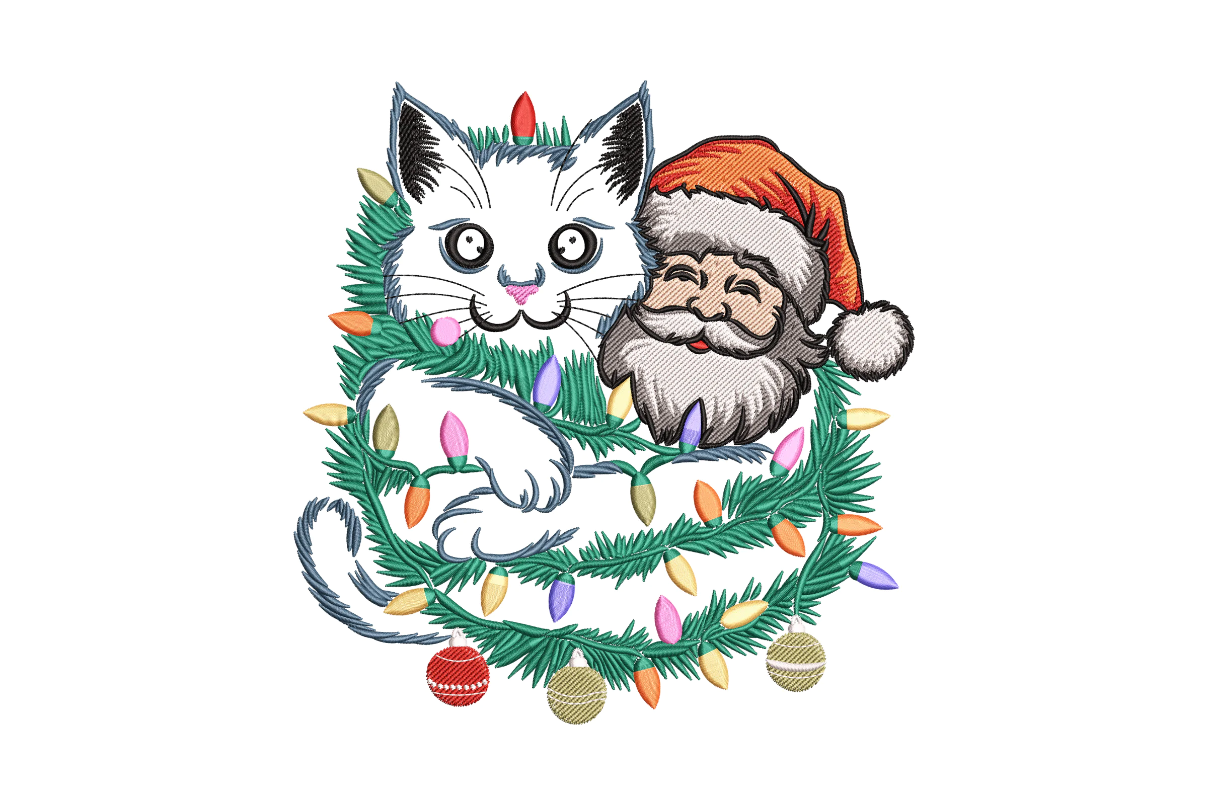 Gnome Christmas Cat Embroidery Design