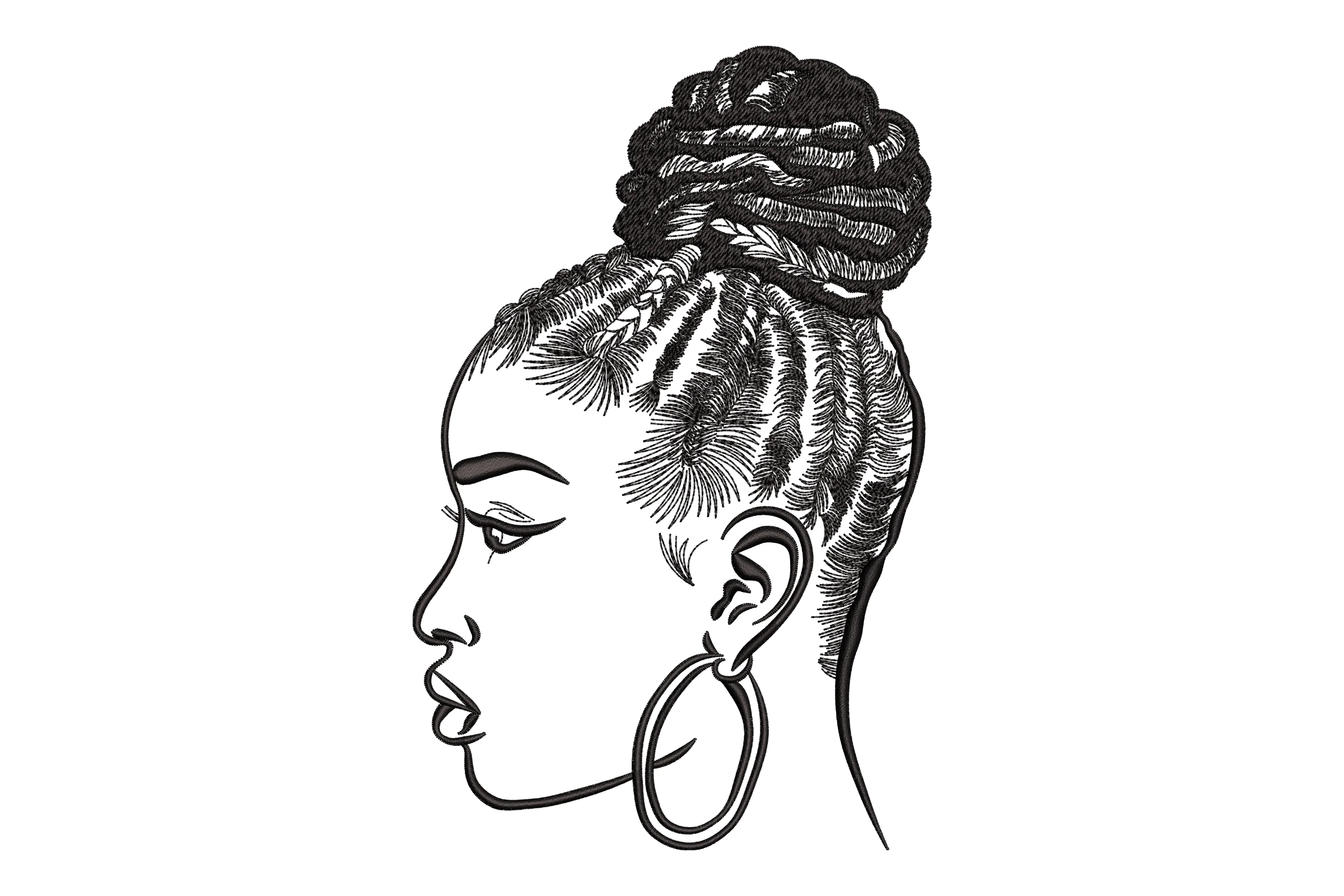 Stylish Afro Bun Embroidery Design