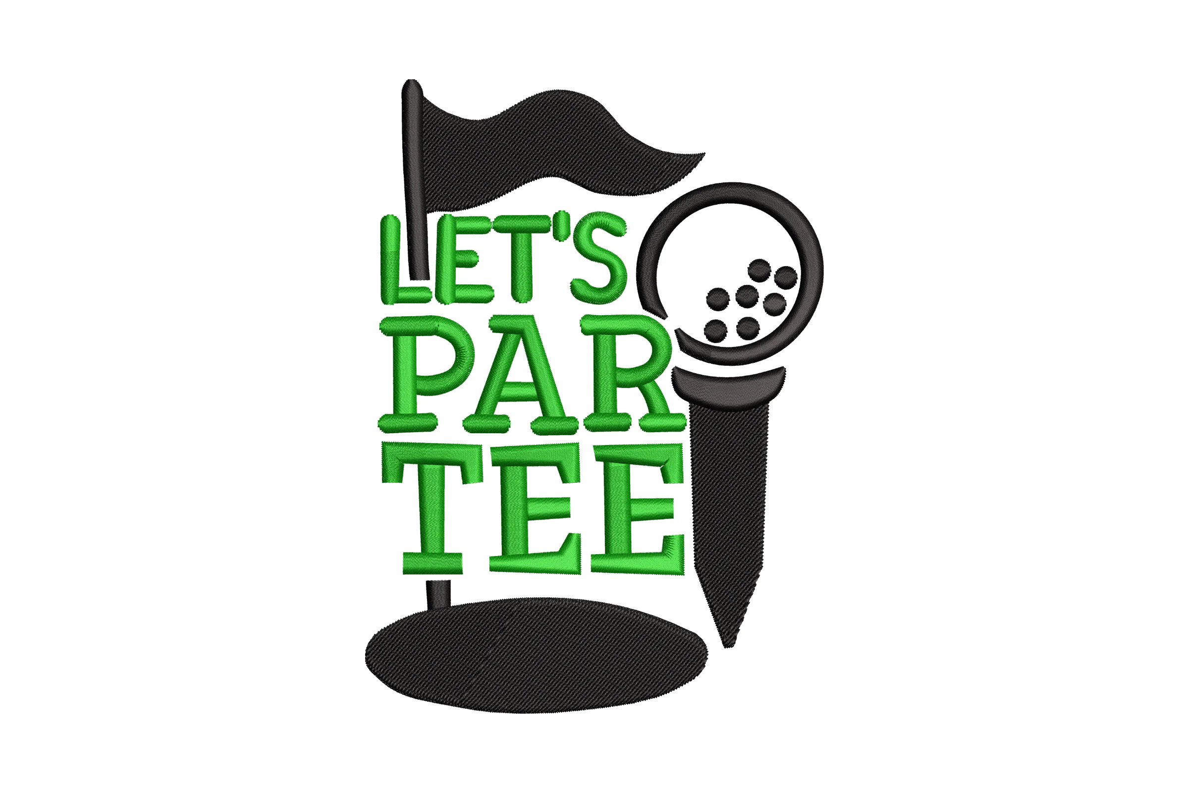 Let's Par-Tee Golf Embroidery Design