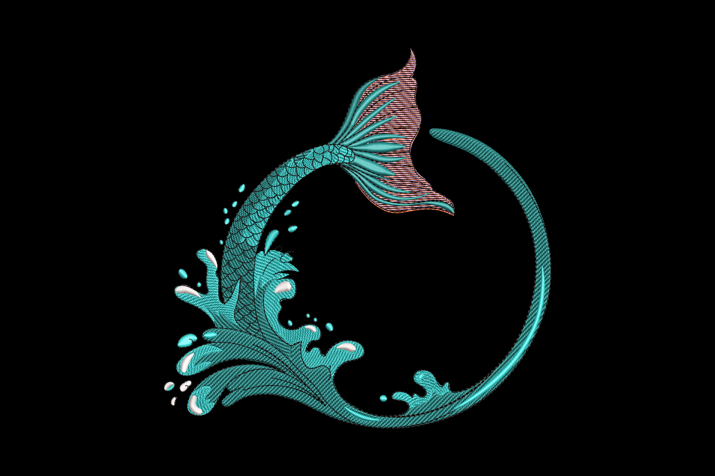 Mermaid Fish Machine Embroidery Design