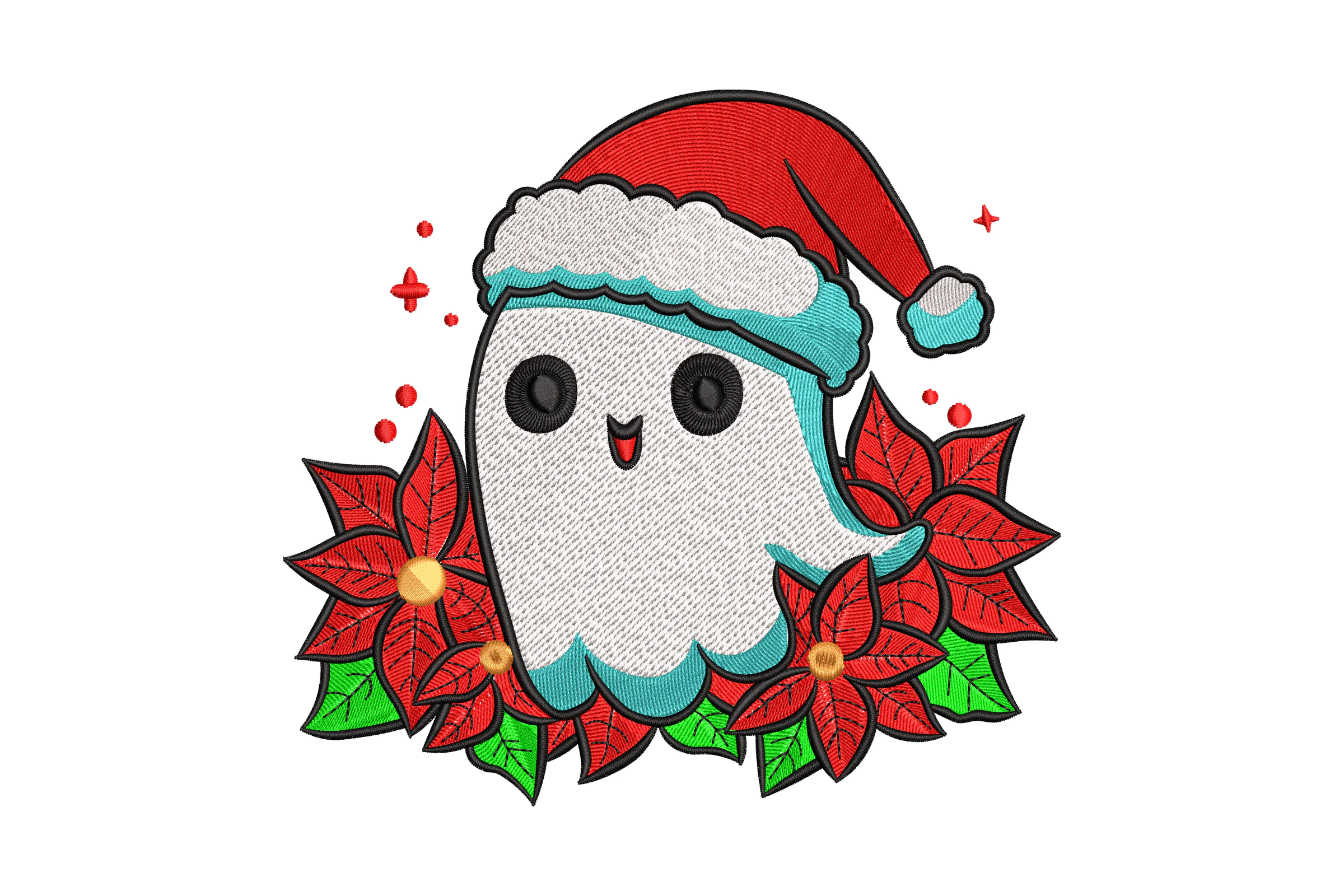 Santa Ghost Christmas Embroidery Design