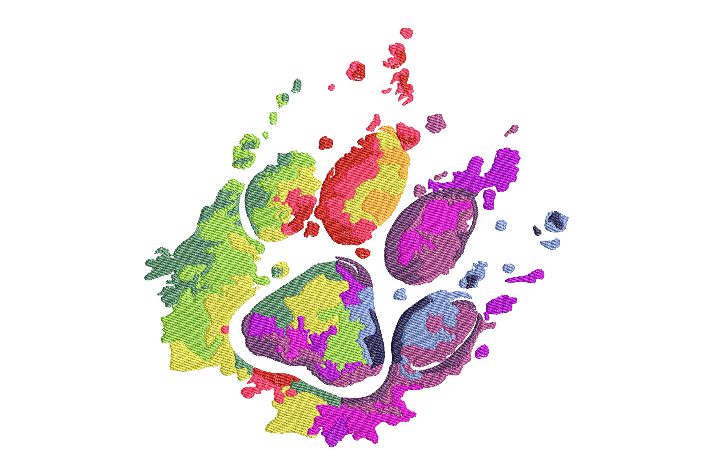 Colorful Paw Print Embroidery Design