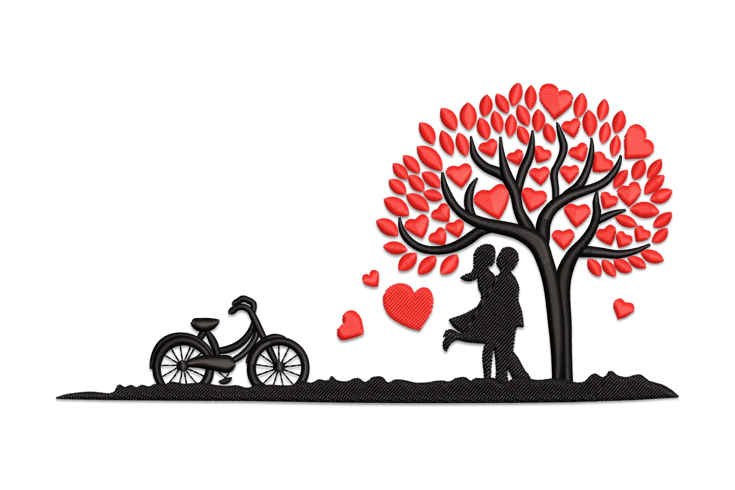 Couple Love with Valentine Tree Embroidery Design File