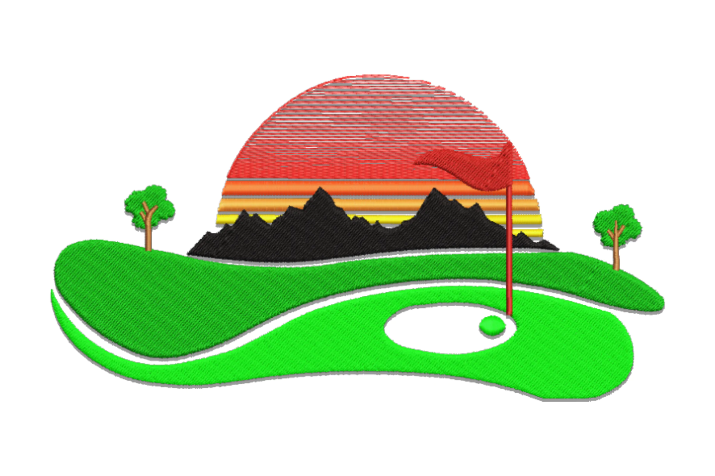 Golf Field Embroidery Design